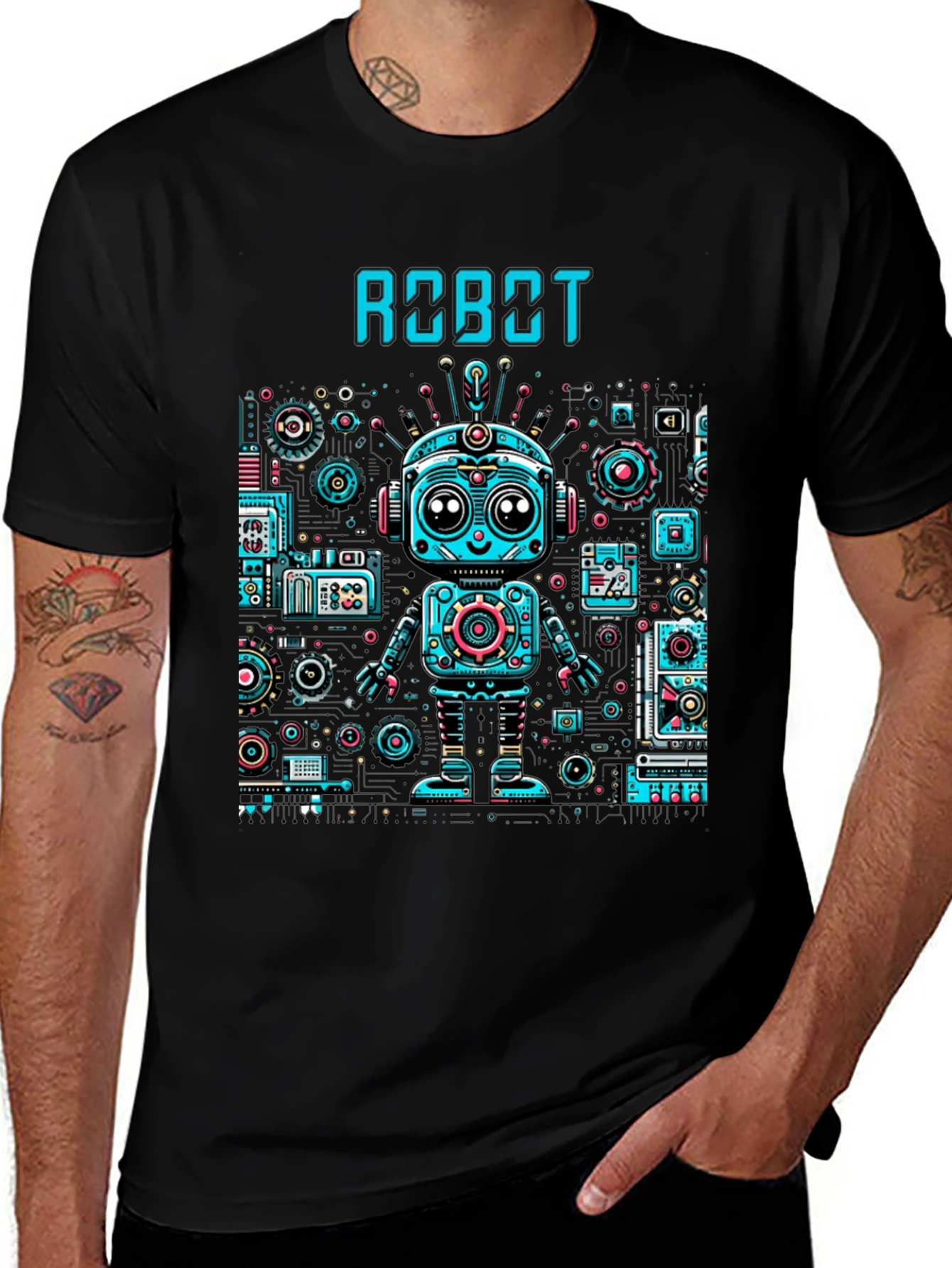 Robot Graphic Print T-Shirt