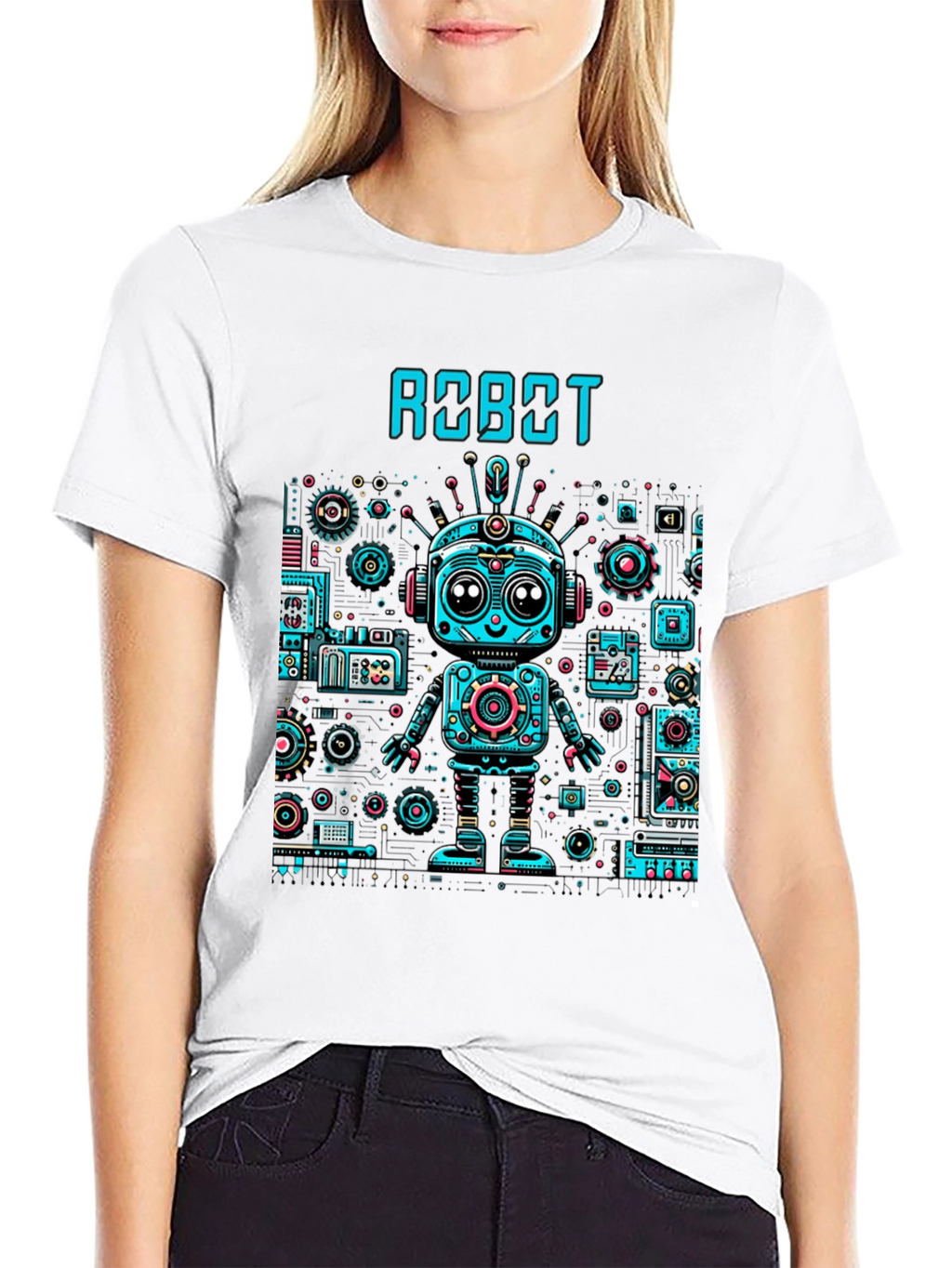 Robot Graphic Print T-Shirt