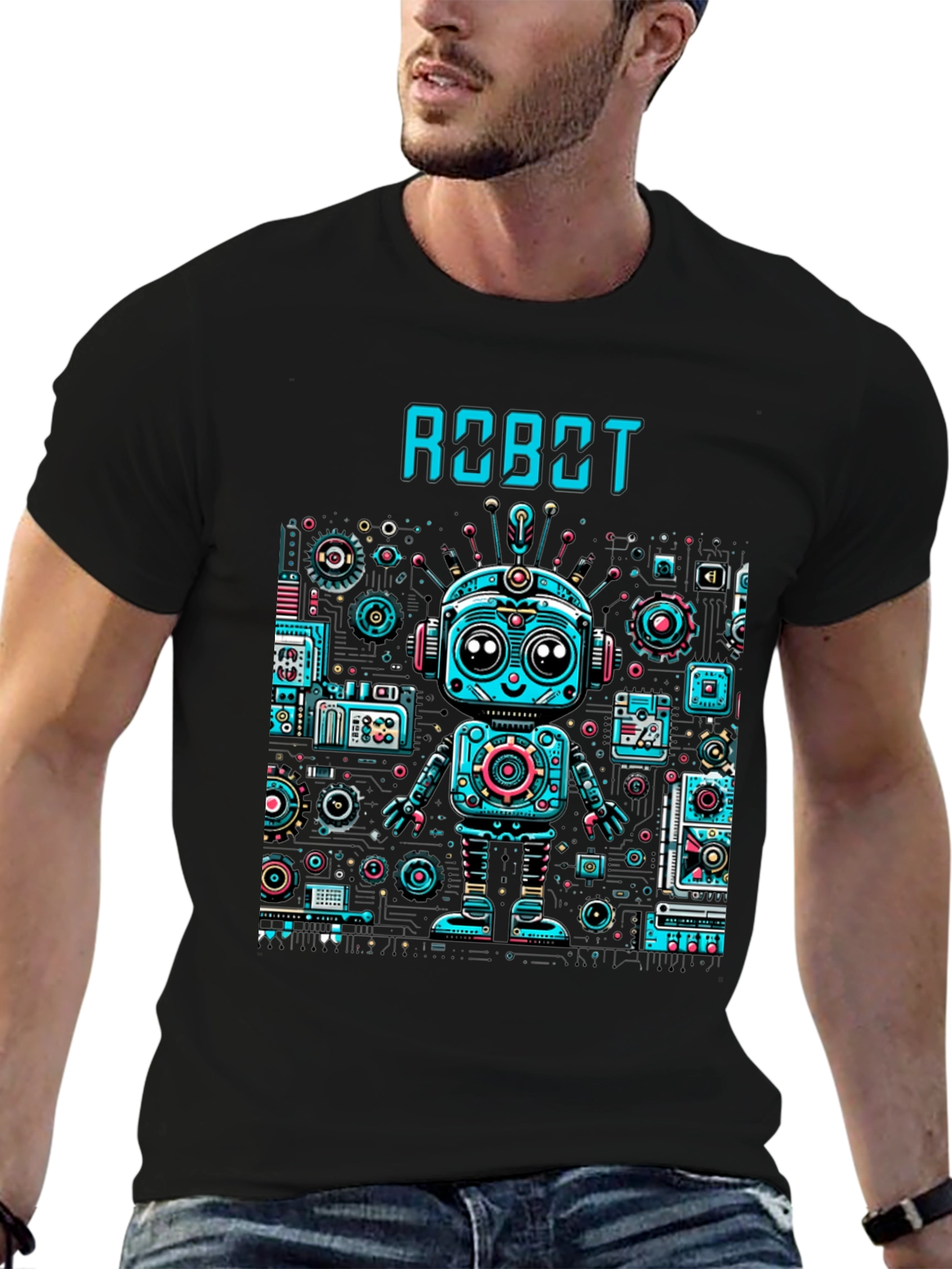 Robot Graphic Print T-Shirt