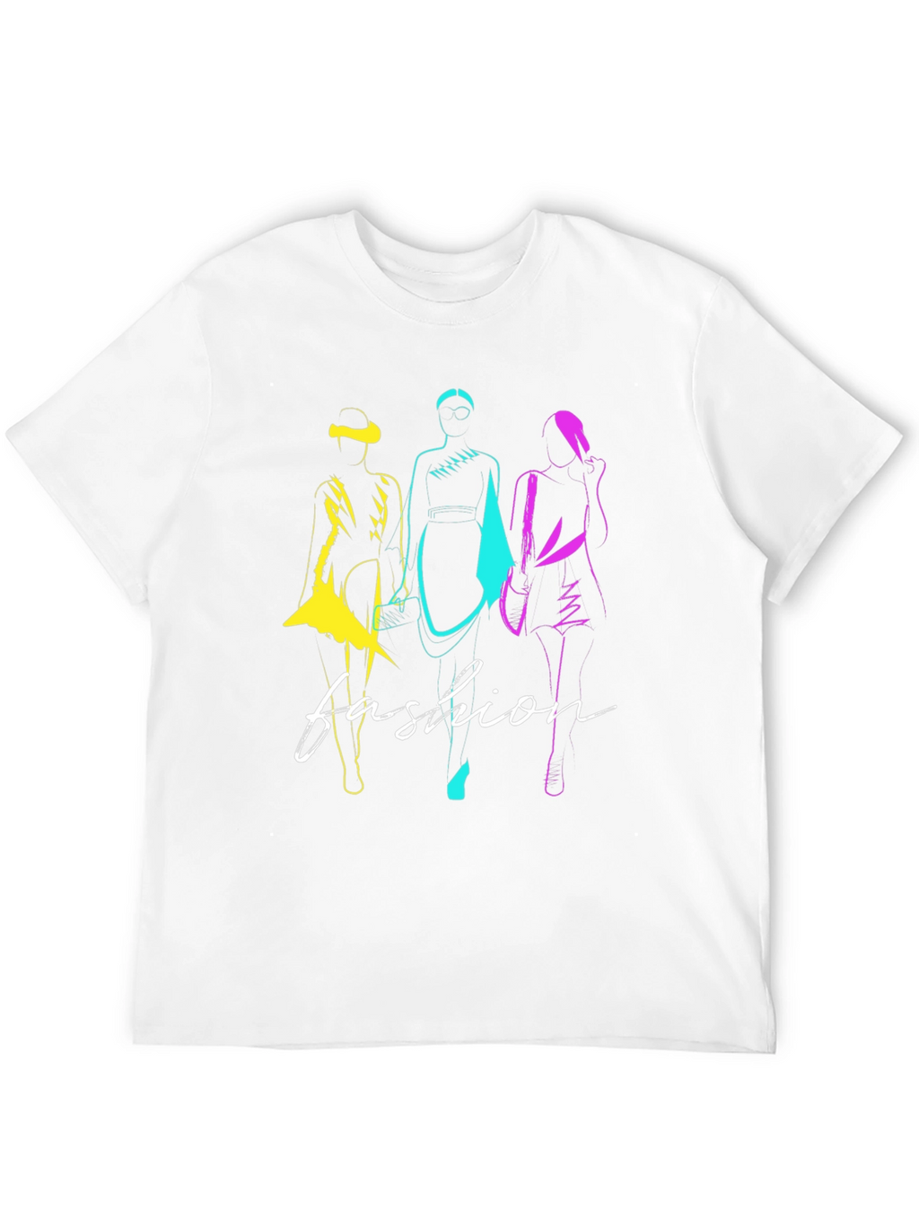 Fashion Sketch Graphic T-Shirt - Stylish Black Tee