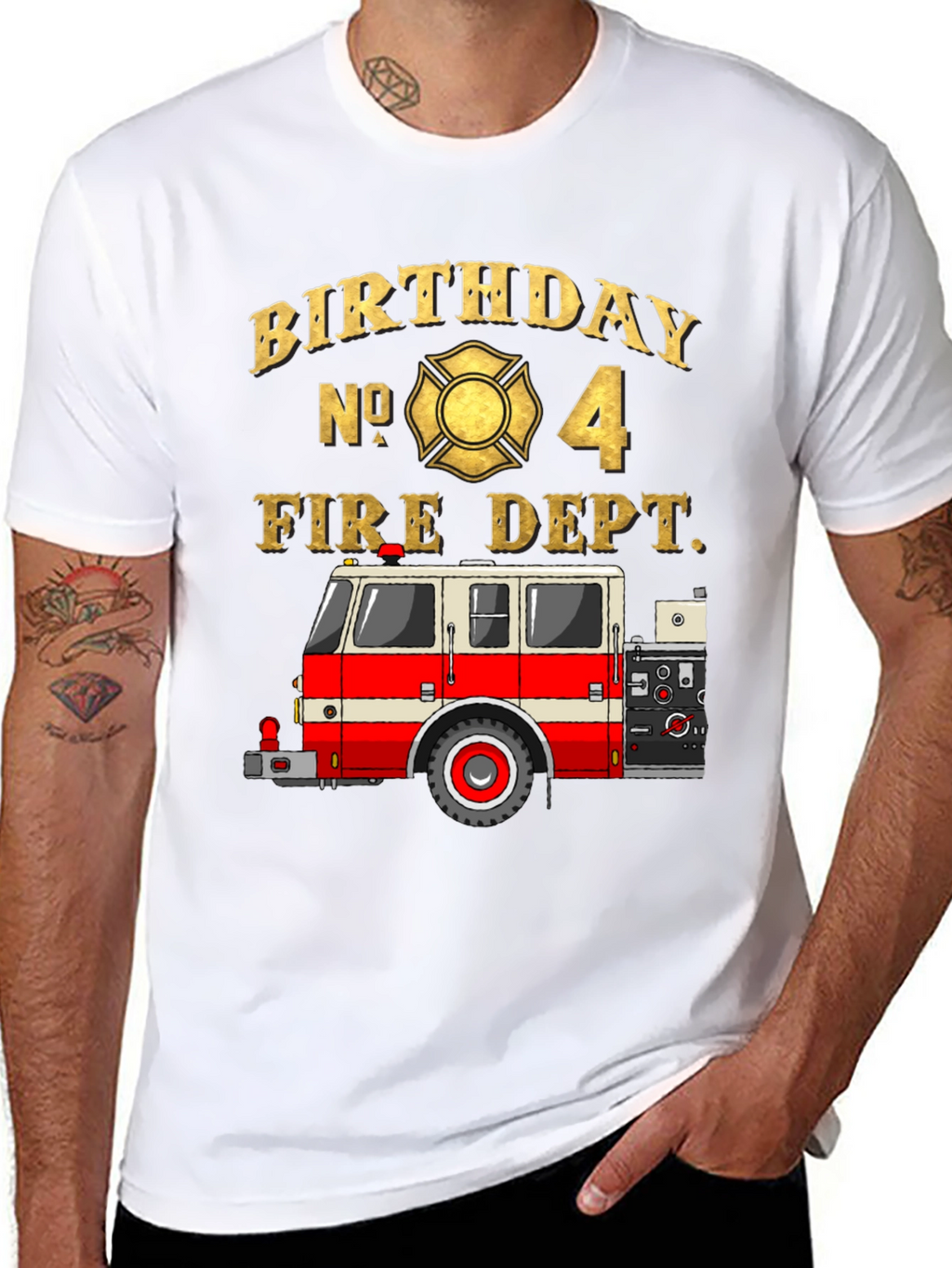 Fire Dept Birthday T-Shirt - Number 4