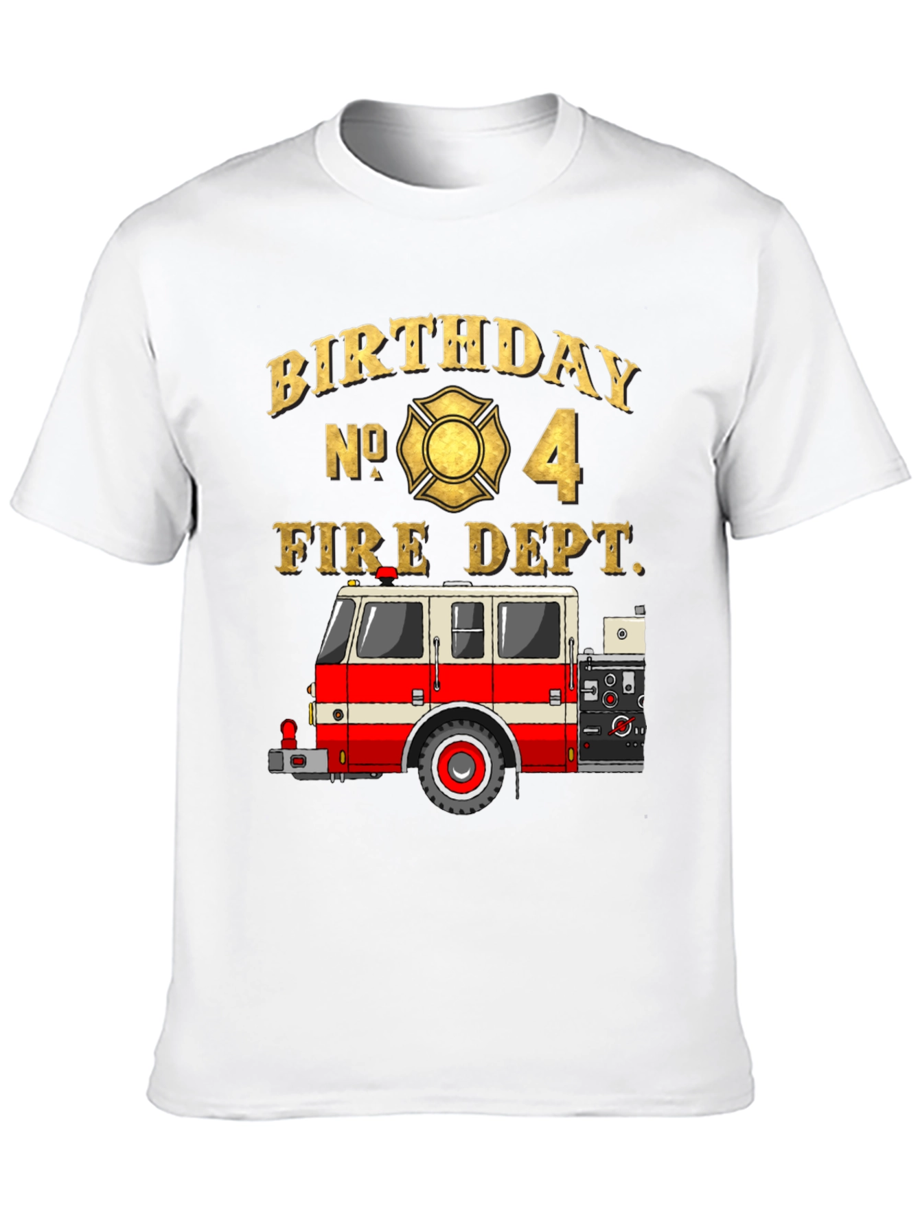 Fire Dept Birthday T-Shirt - Number 4