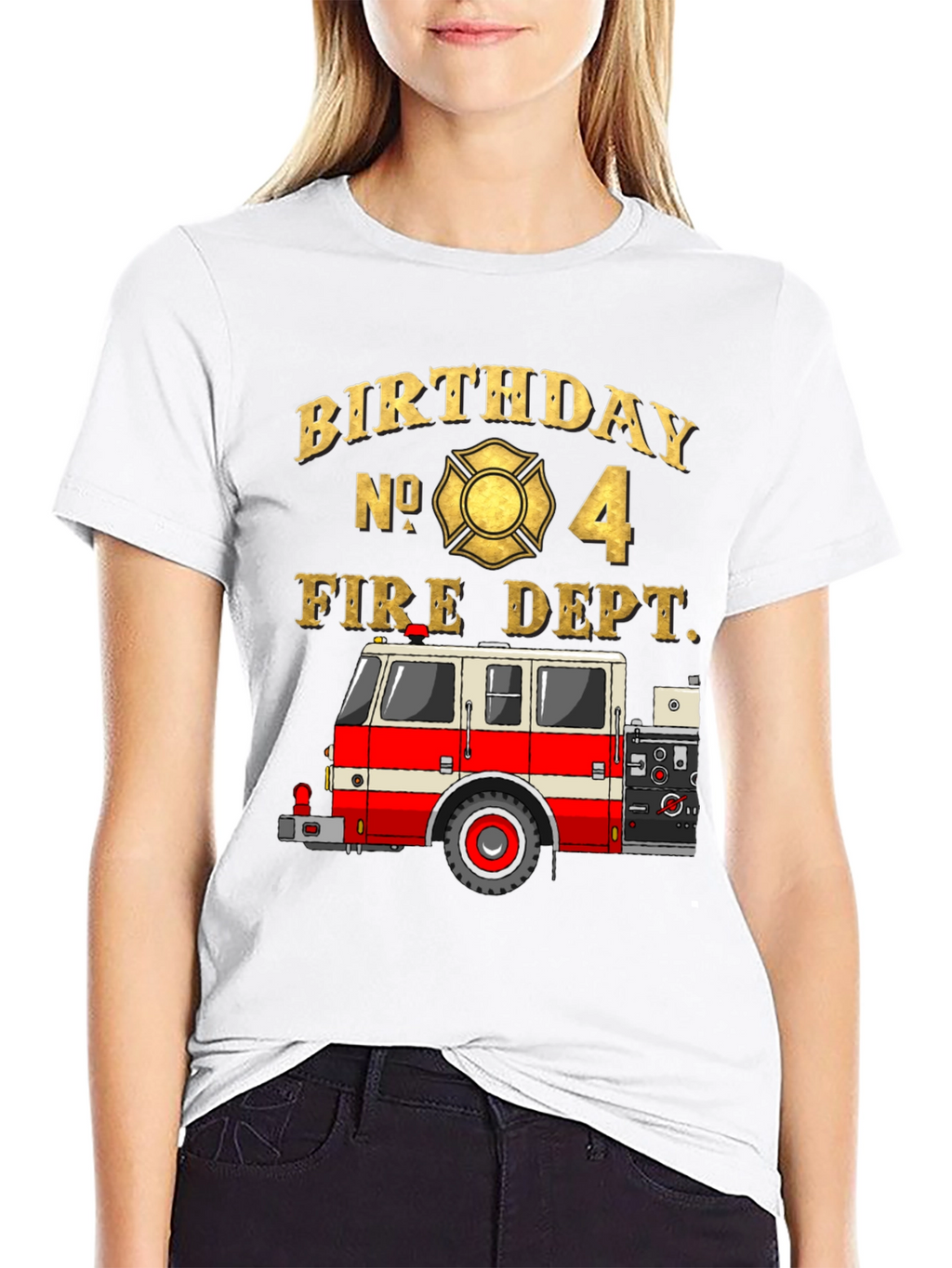 Fire Dept Birthday T-Shirt - Number 4