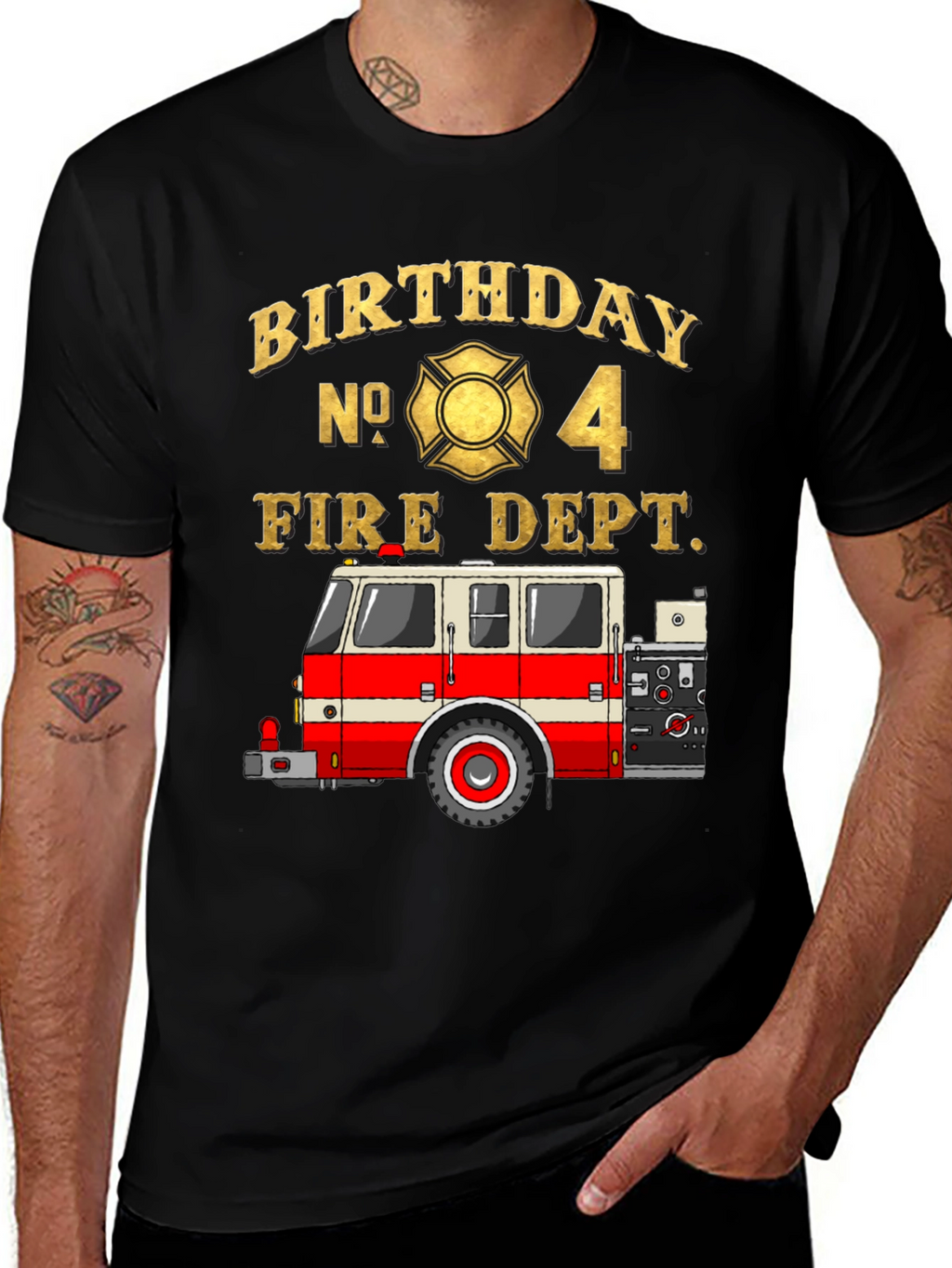 Fire Dept Birthday T-Shirt - Number 4