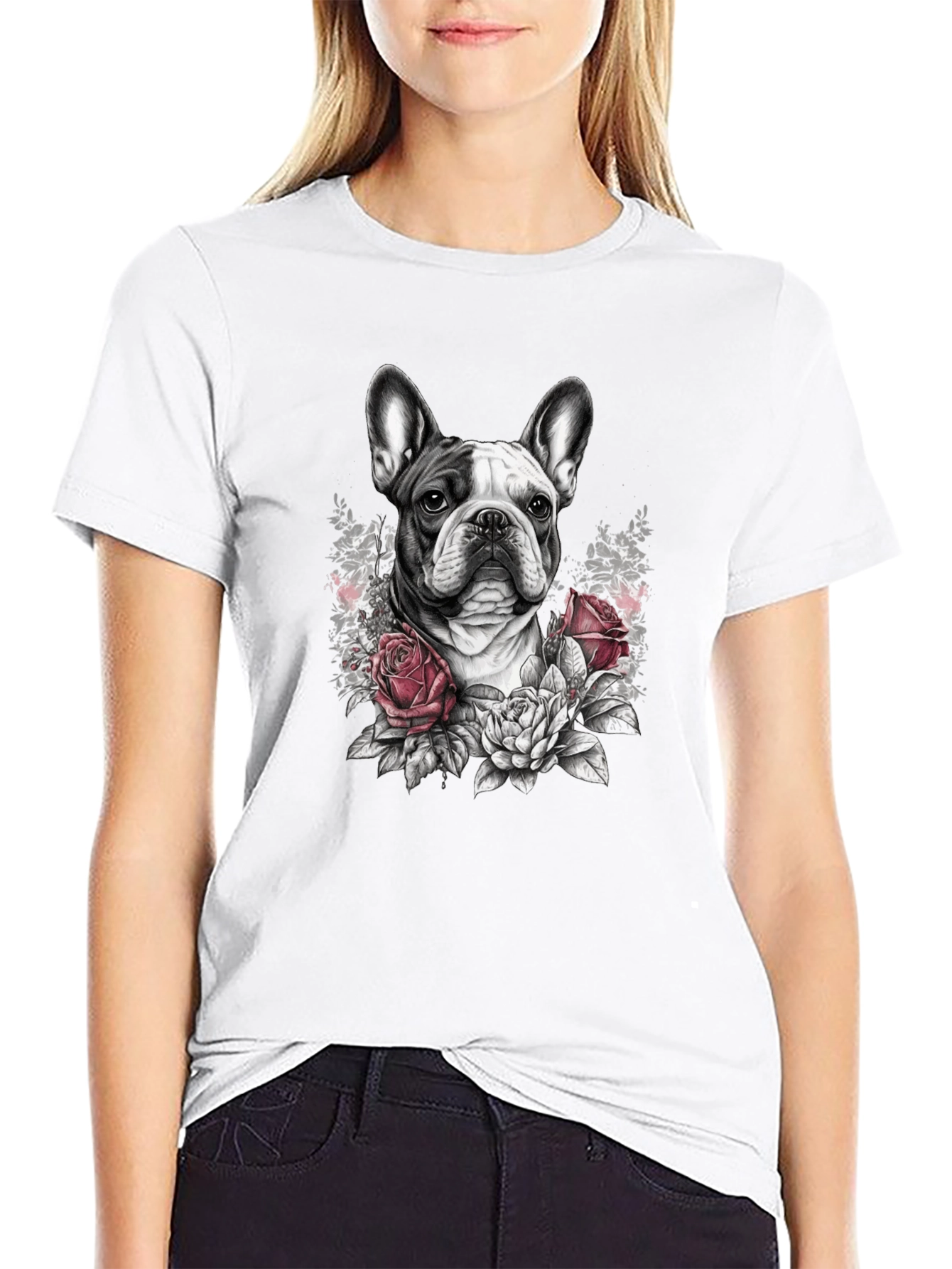 Floral French Bulldog Graphic Tee