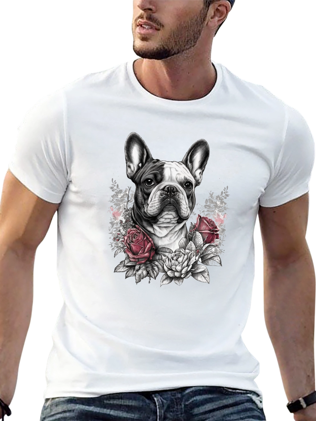 Floral French Bulldog Graphic Tee