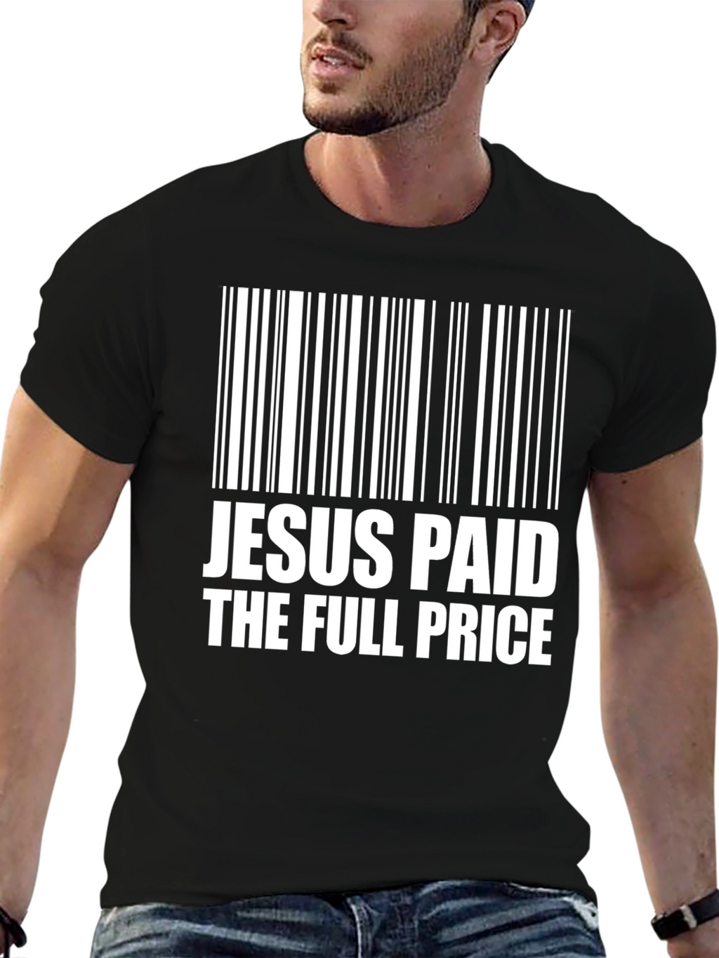 Jesus Paid the Price Barcode Graphic T-Shirt