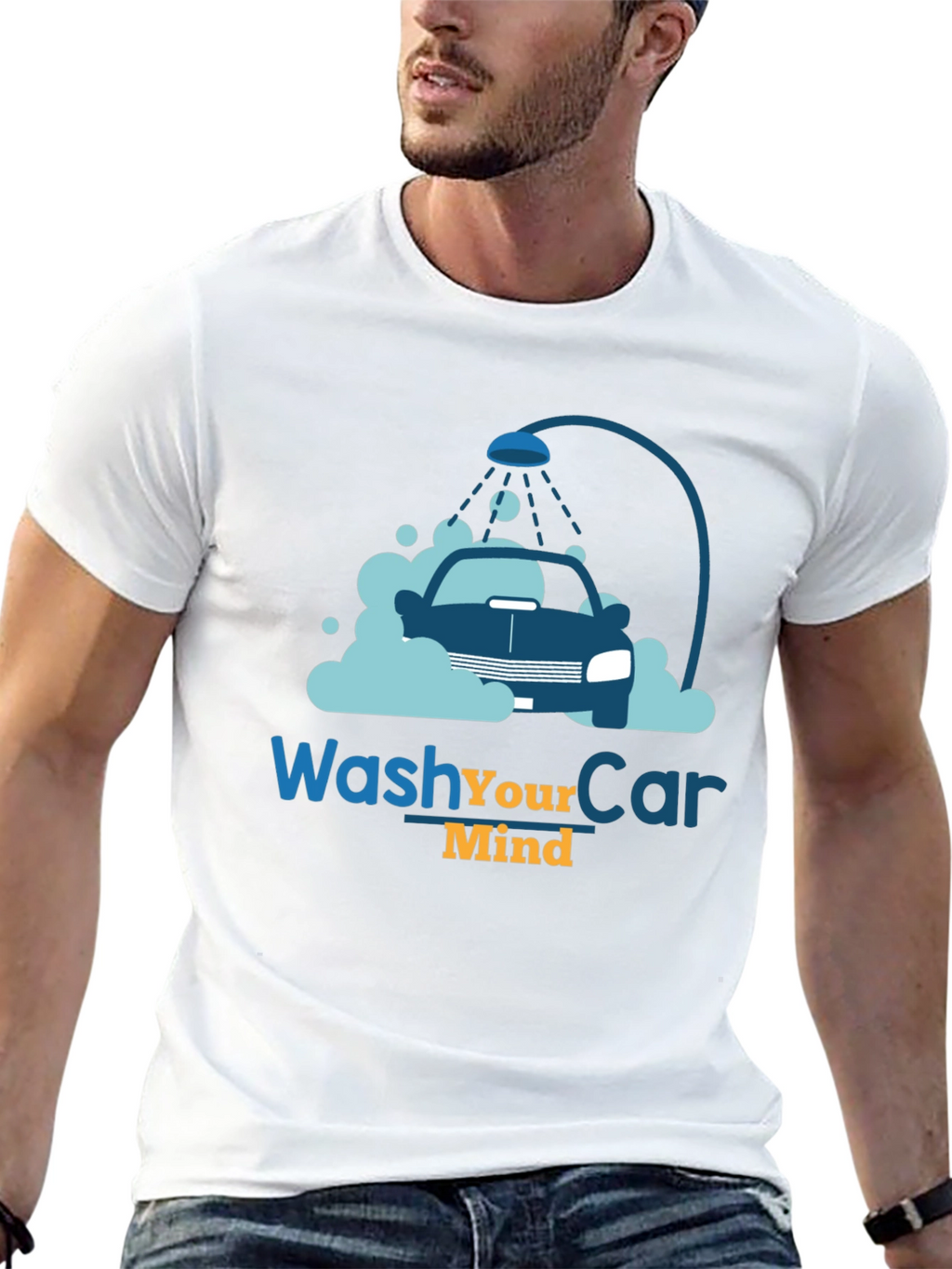 Wash Your Car Mind T-Shirt Black Cotton Tee
