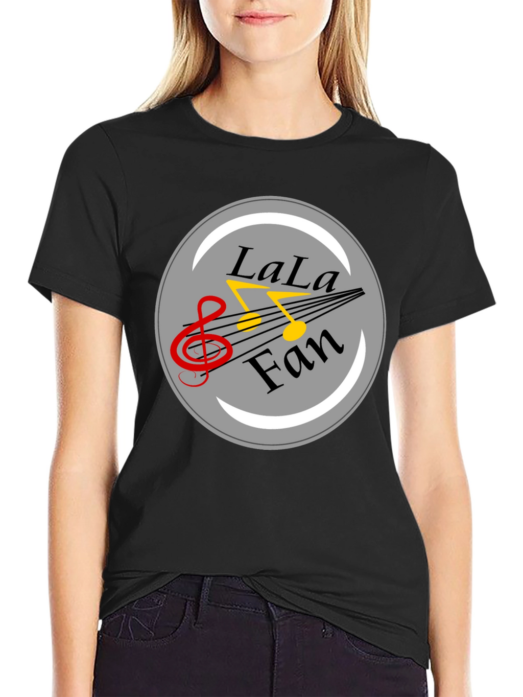 LaLa Fan Music Graphic Black T-Shirt