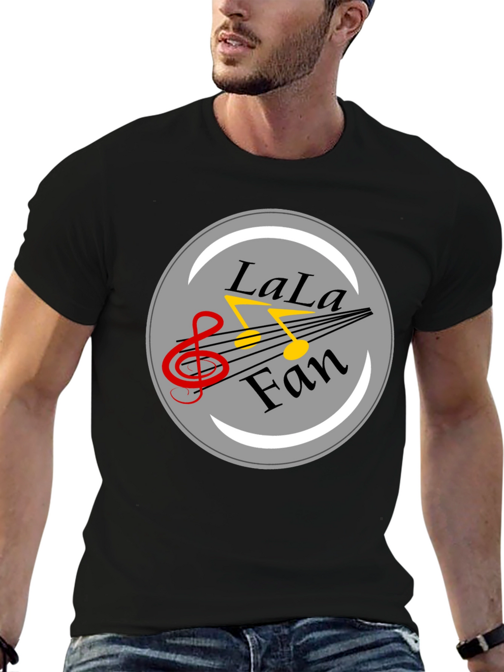 LaLa Fan Music Graphic Black T-Shirt