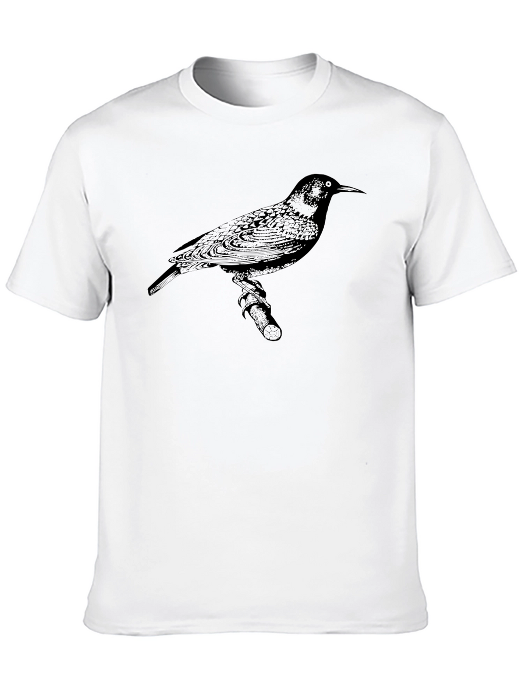 Bird Print Mens Black T-Shirt