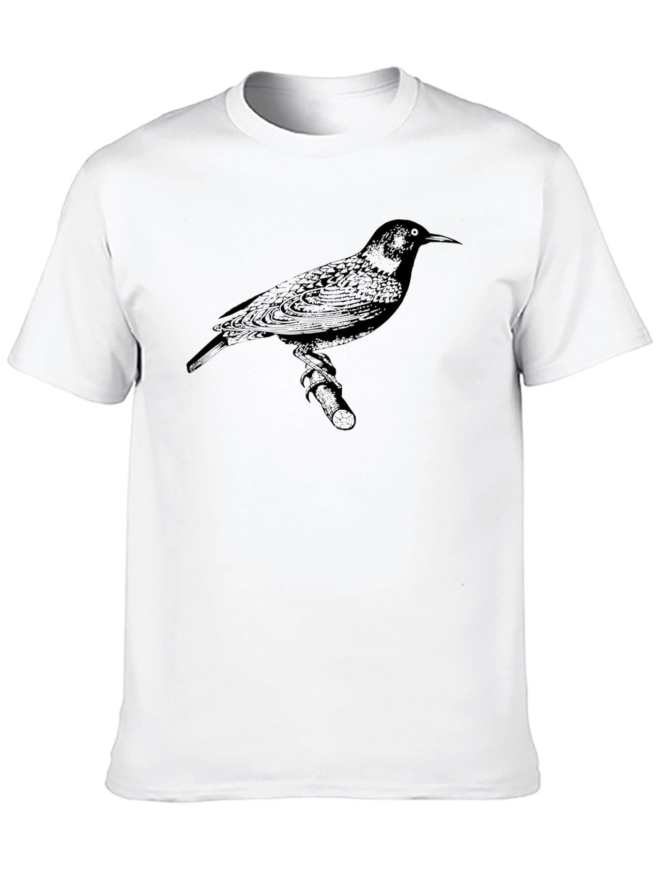 Bird Print Mens Black T-Shirt