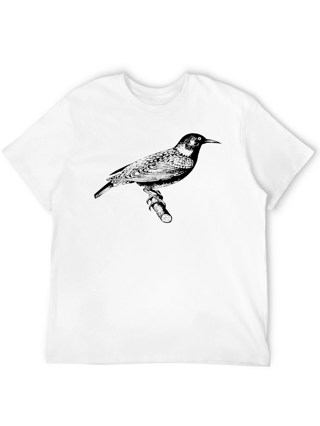 Bird Print Mens Black T-Shirt