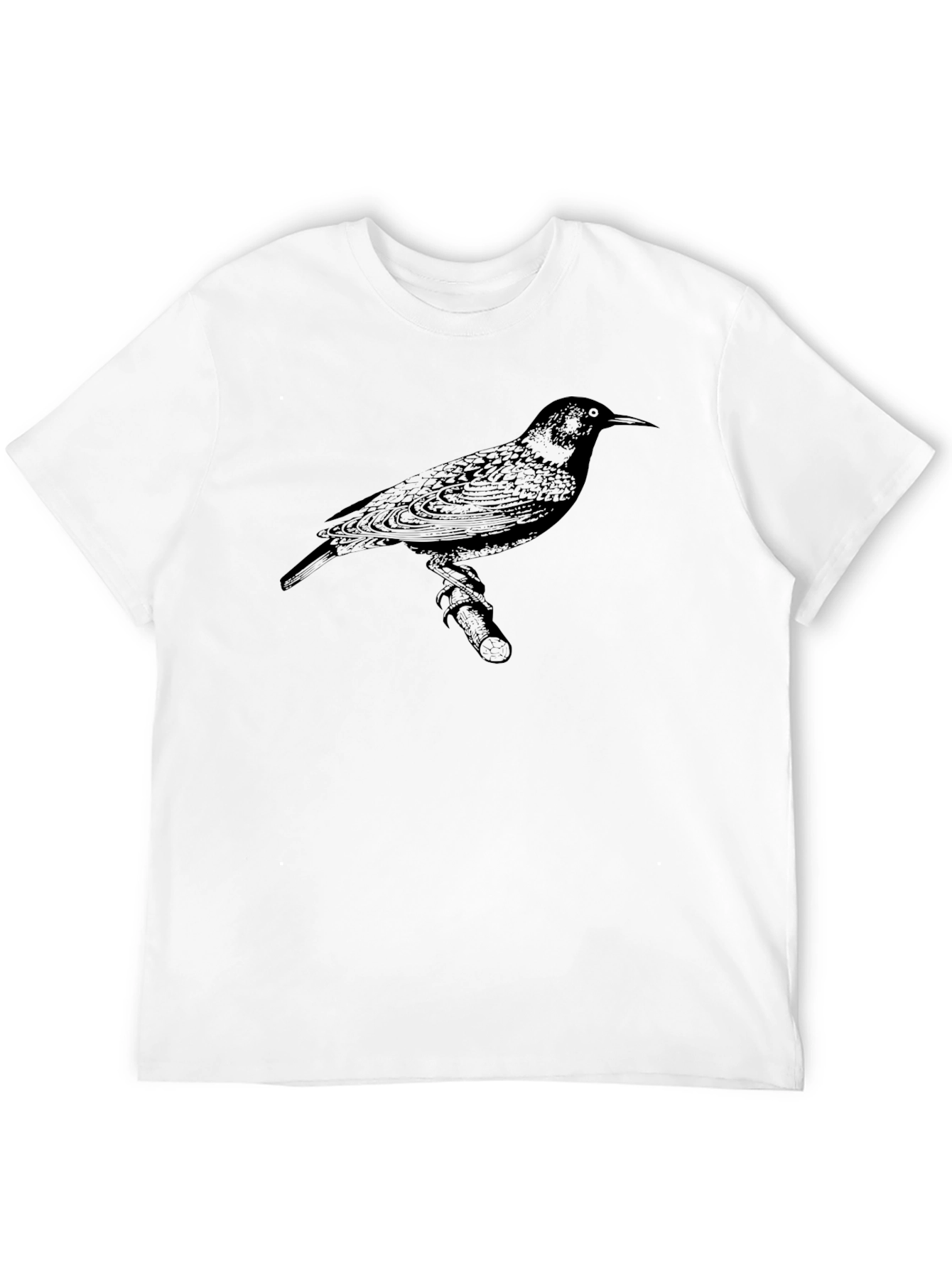 Bird Print Mens Black T-Shirt