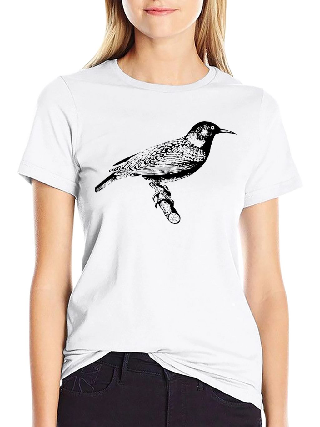 Bird Print Mens Black T-Shirt