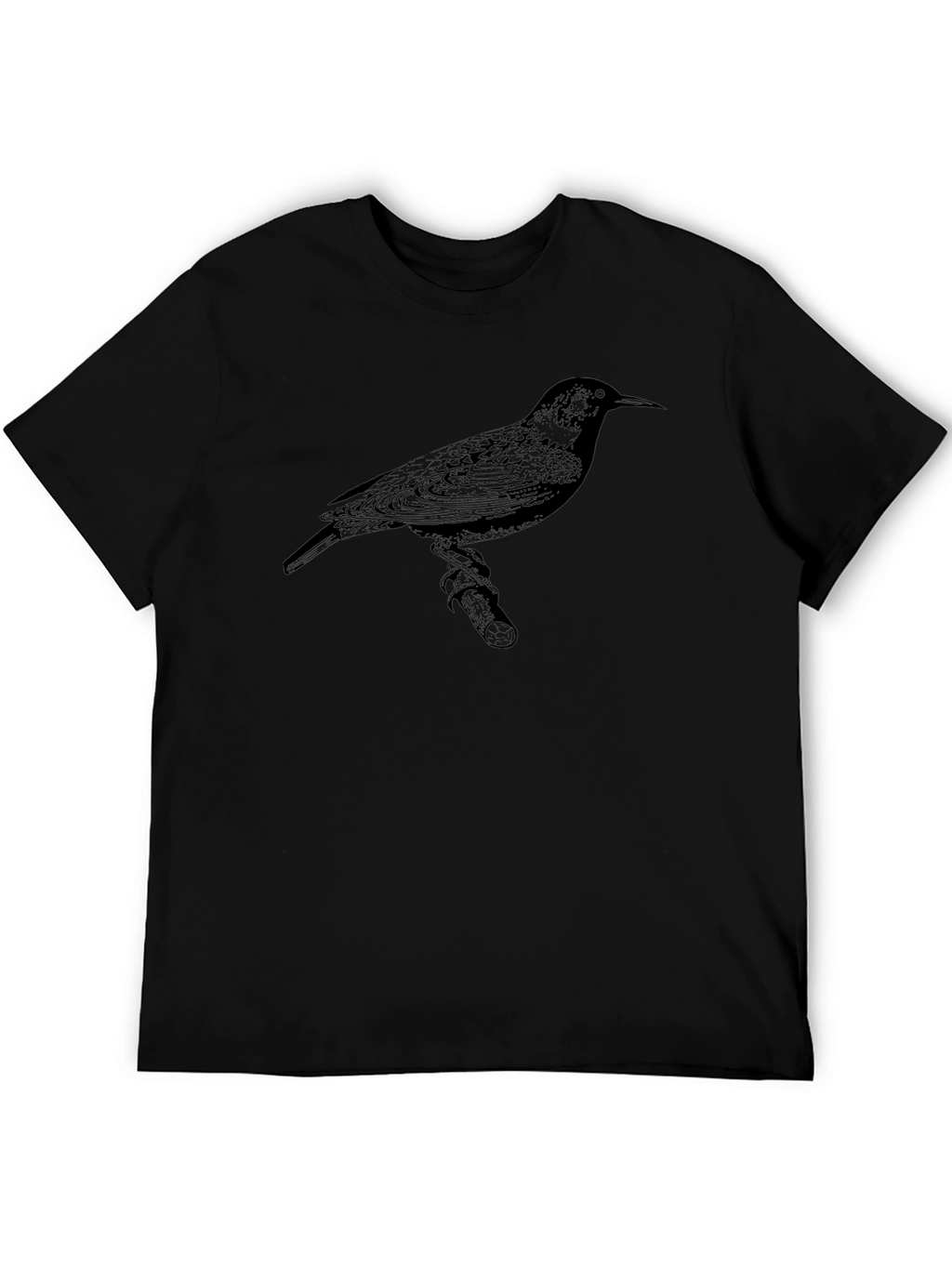 Bird Print Mens Black T-Shirt