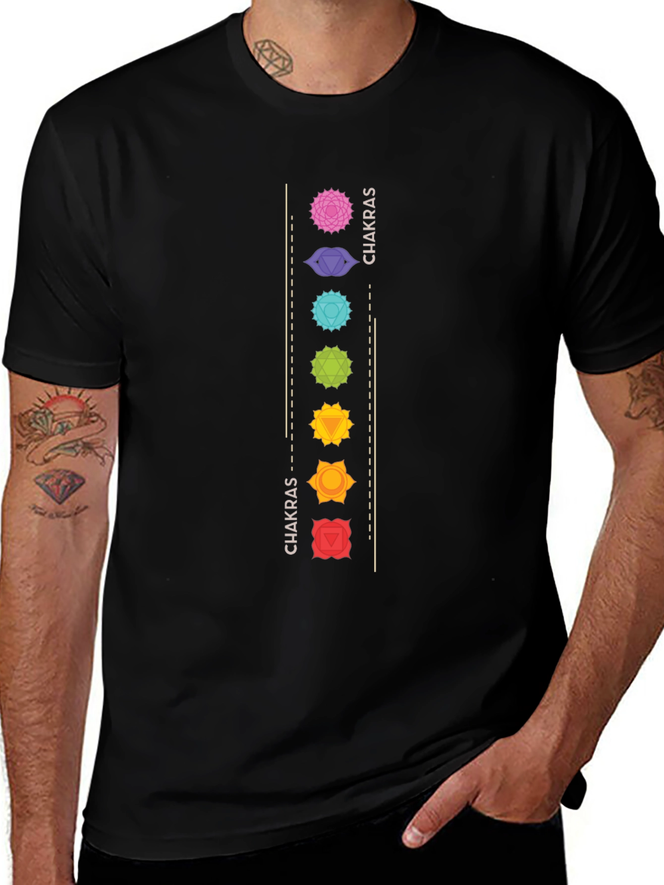 Chakra Design Black T-Shirt for Men