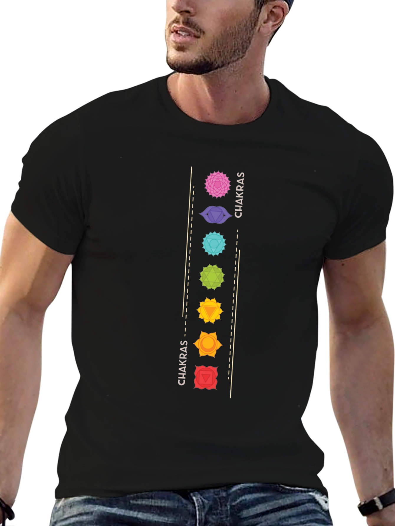 Chakra Design Black T-Shirt for Men