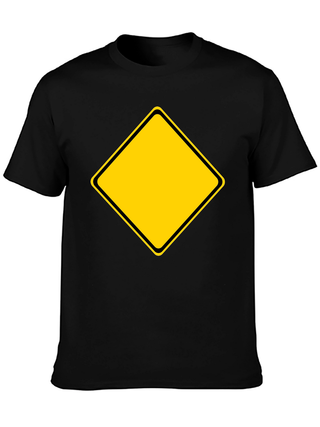 Mens Black T-Shirt with Yellow Diamond Graphic