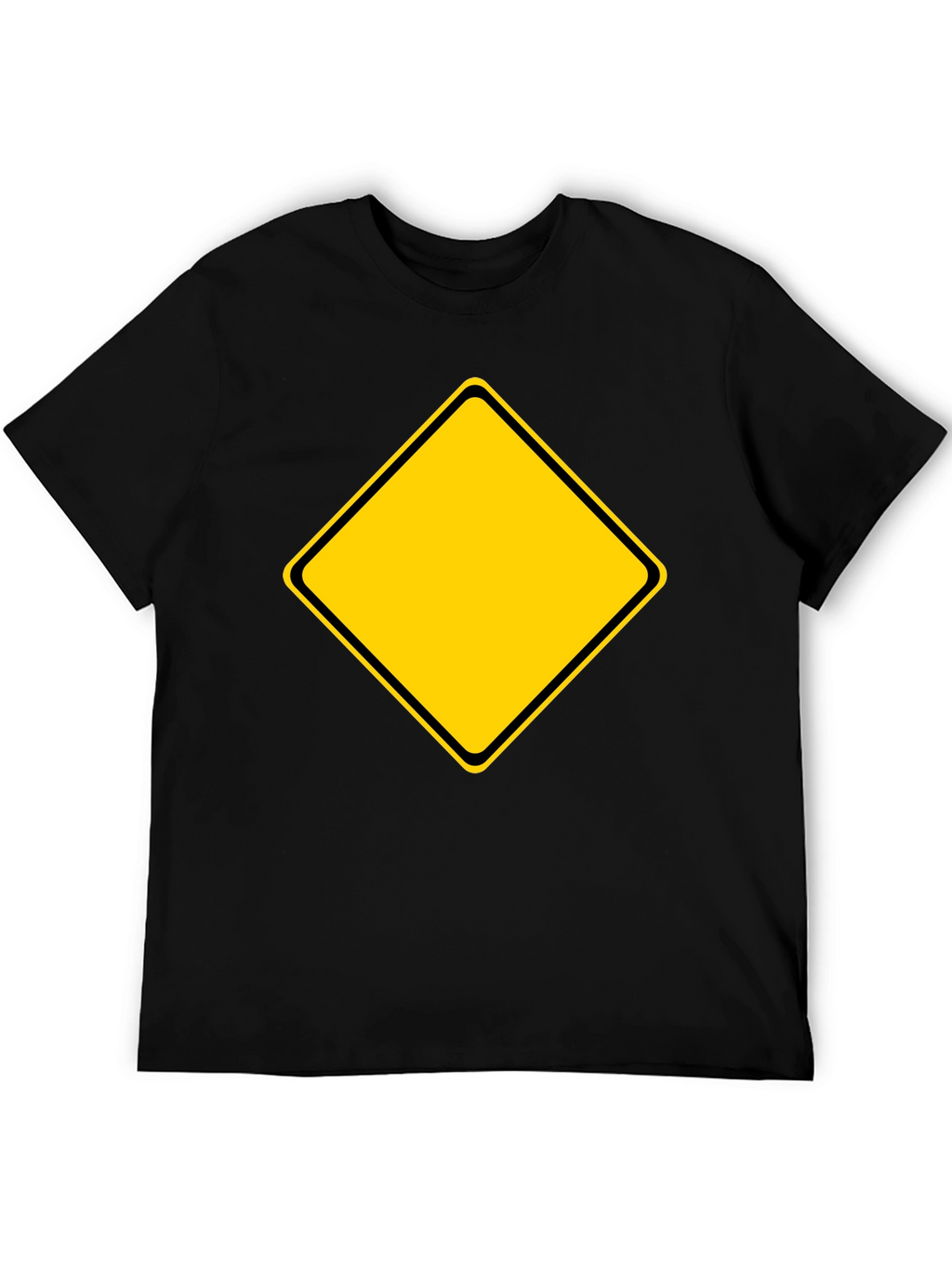 Mens Black T-Shirt with Yellow Diamond Graphic