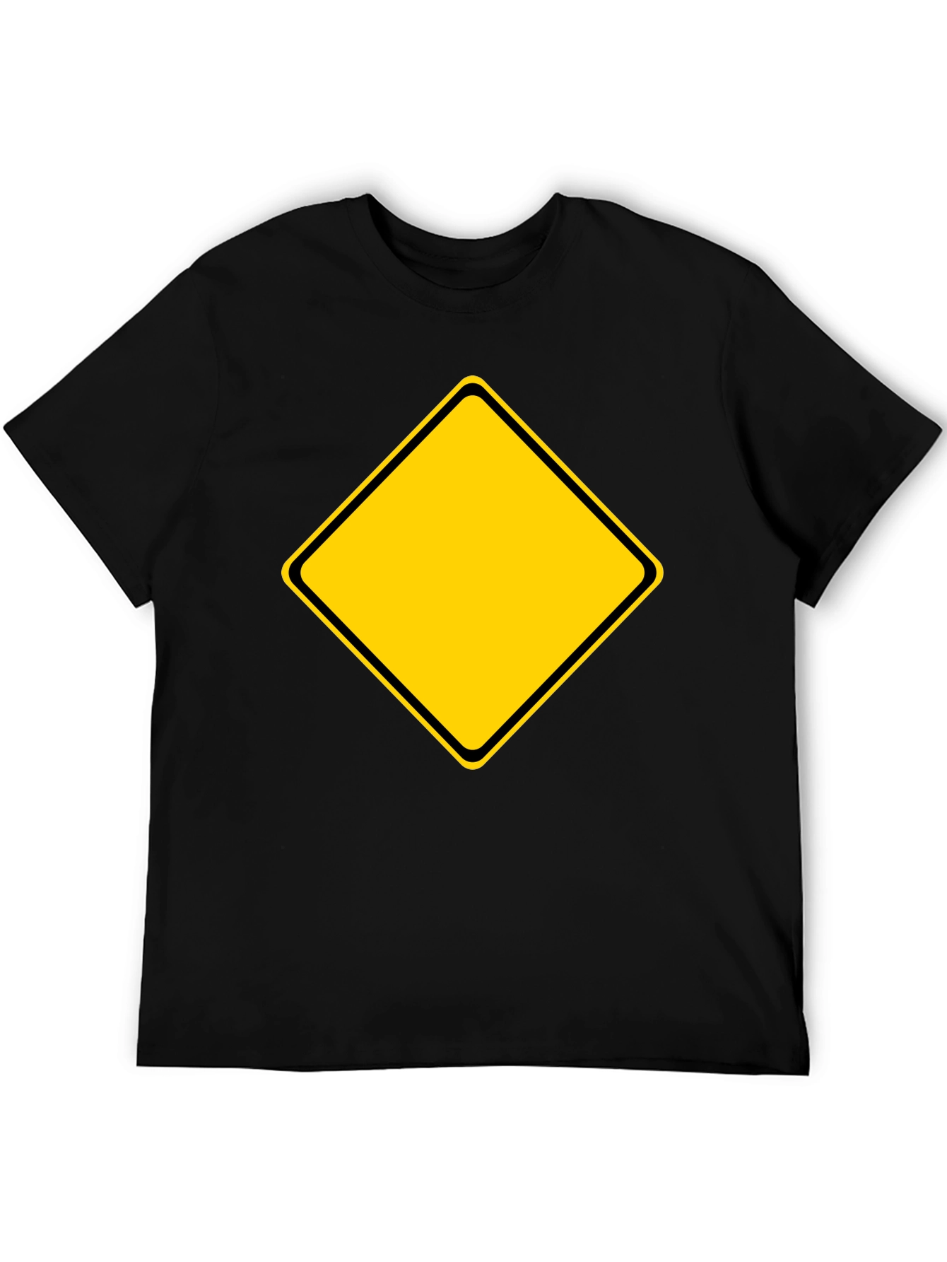 Mens Black T-Shirt with Yellow Diamond Graphic