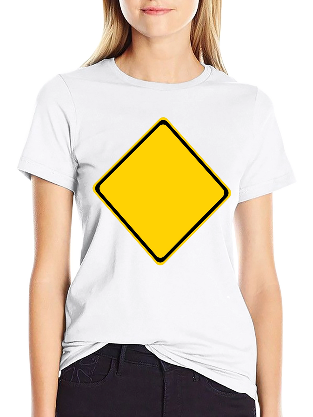 Mens Black T-Shirt with Yellow Diamond Graphic
