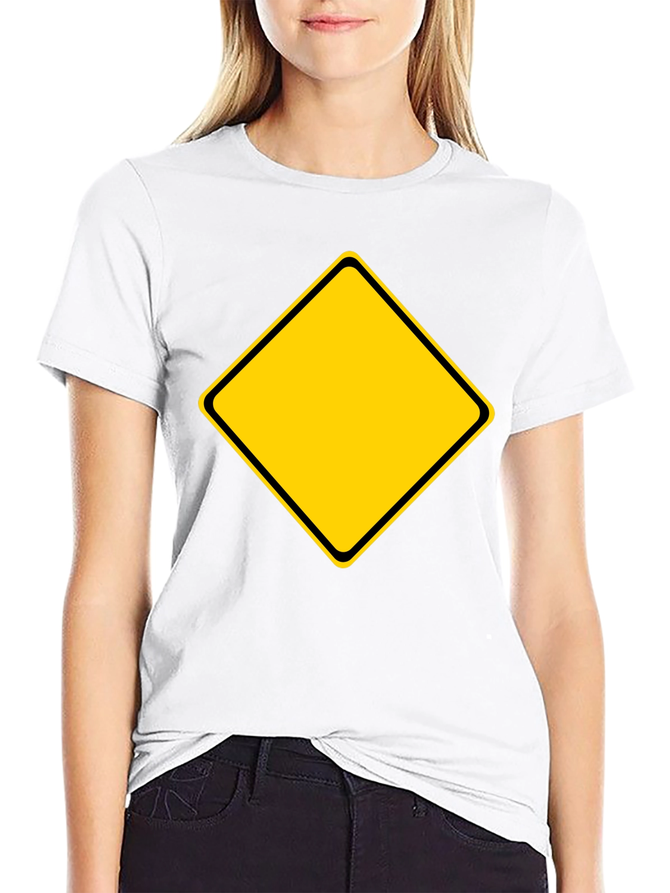 Mens Black T-Shirt with Yellow Diamond Graphic