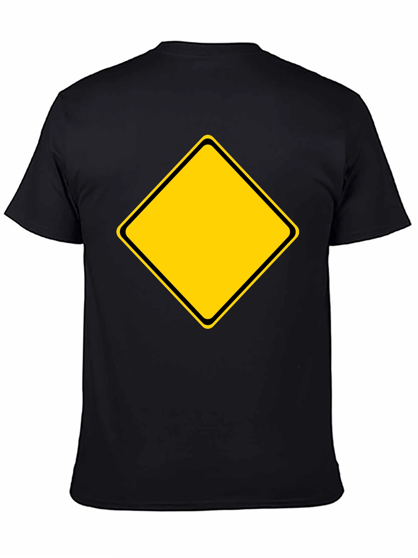 Mens Black T-Shirt with Yellow Diamond Graphic
