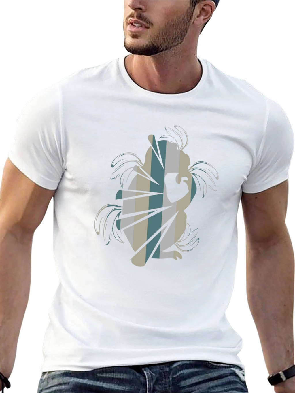 Abstract Squirrel Graphic Tee - Black Cotton Blend