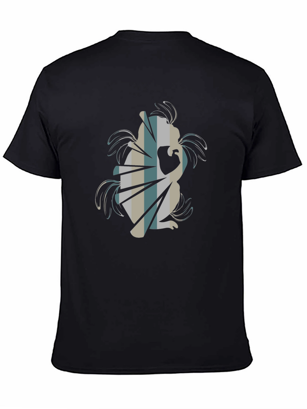 Abstract Squirrel Graphic Tee - Black Cotton Blend