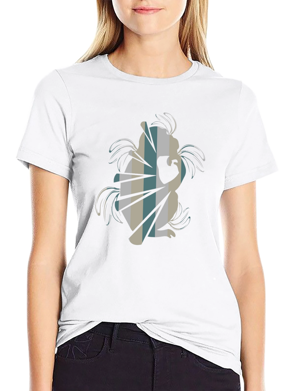 Abstract Squirrel Graphic Tee - Black Cotton Blend