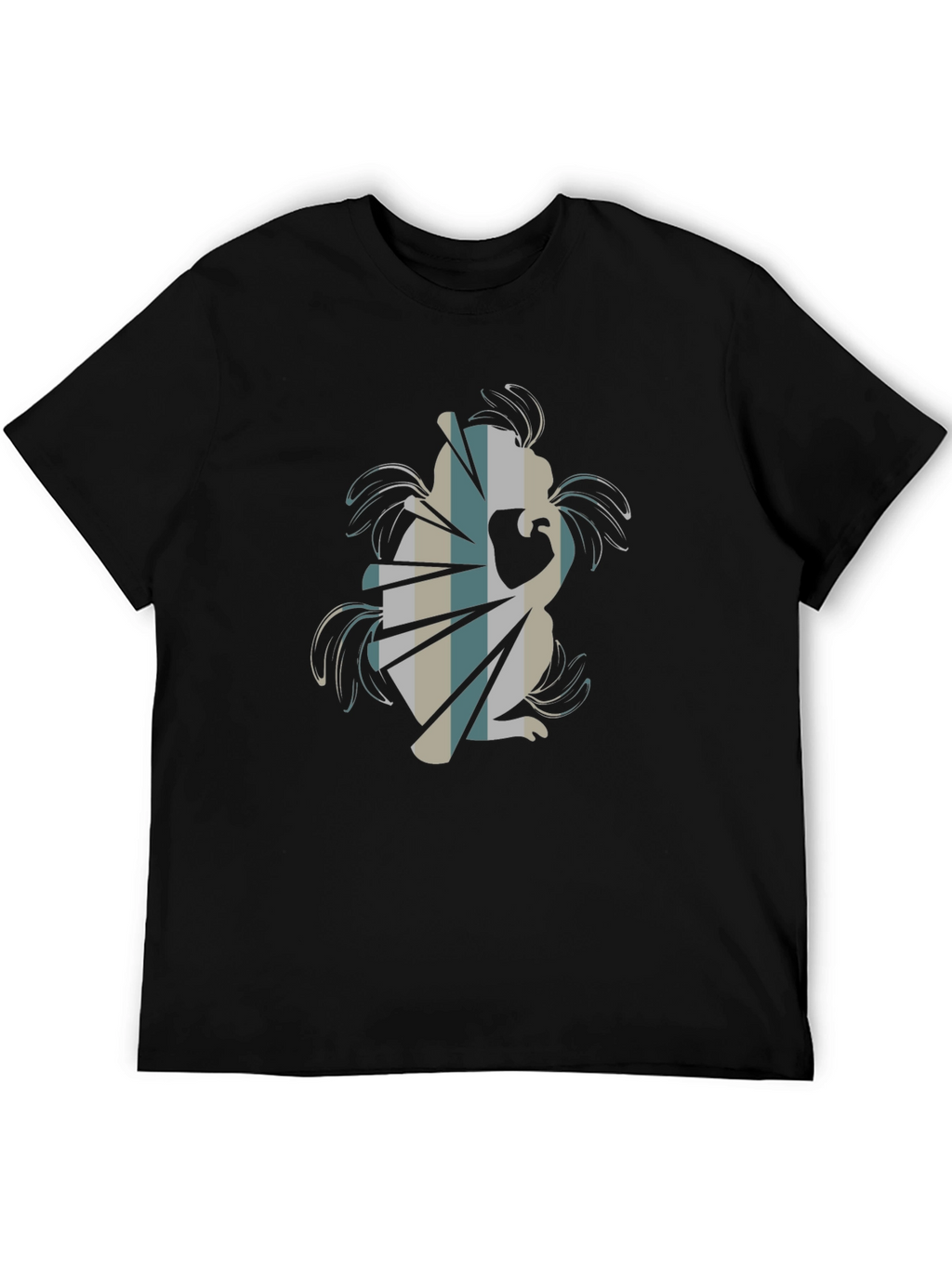 Abstract Squirrel Graphic Tee - Black Cotton Blend