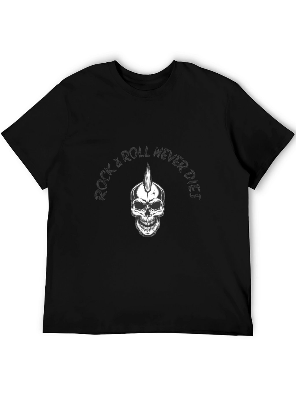 Rock & Roll Never Dies T-Shirt - Skull Graphic