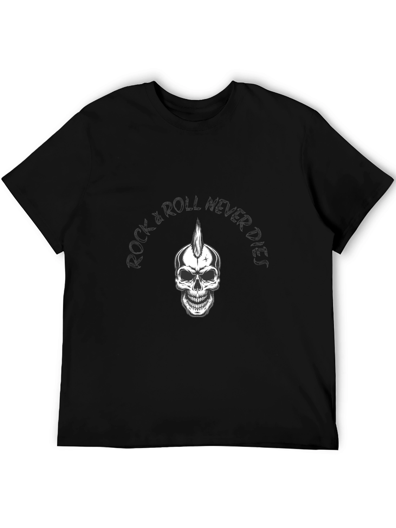 Rock & Roll Never Dies T-Shirt - Skull Graphic
