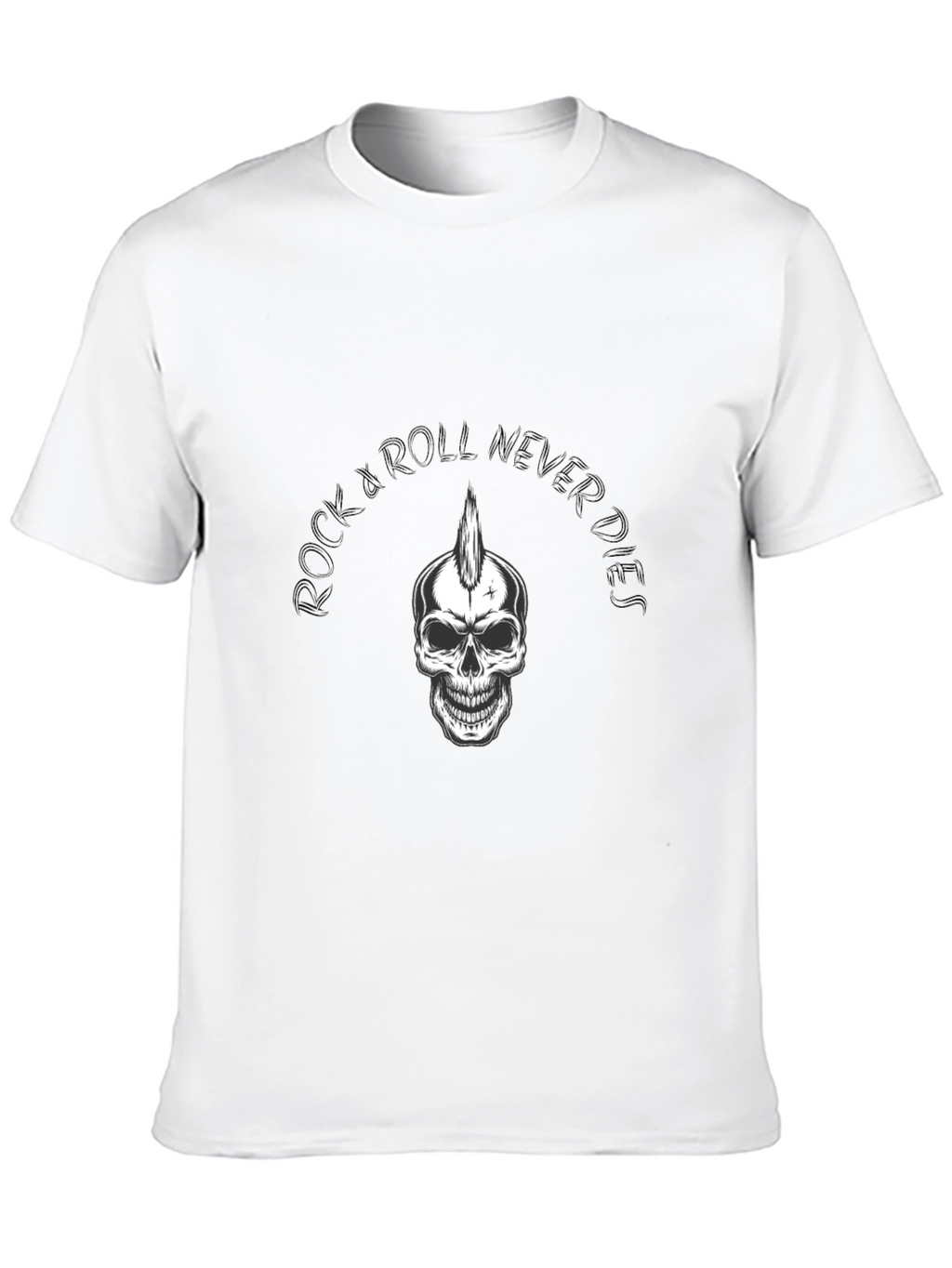 Rock & Roll Never Dies T-Shirt - Skull Graphic