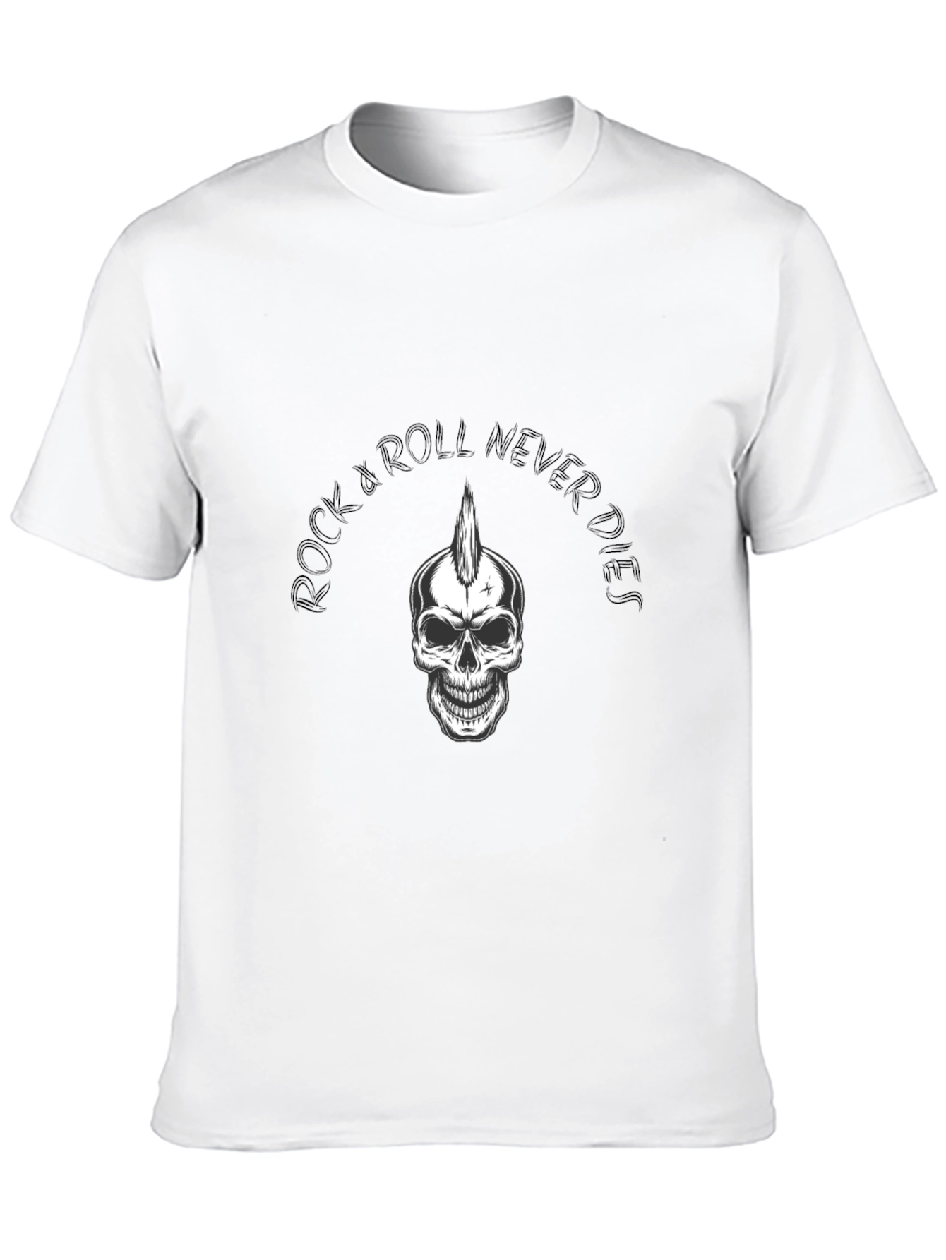Rock & Roll Never Dies T-Shirt - Skull Graphic