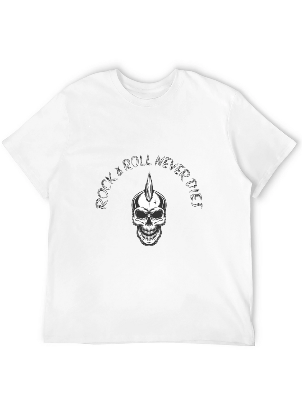Rock & Roll Never Dies T-Shirt - Skull Graphic