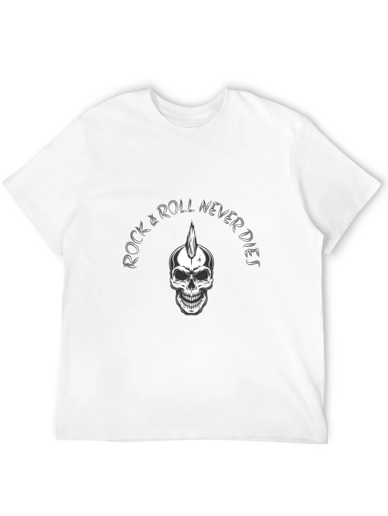Rock & Roll Never Dies T-Shirt - Skull Graphic