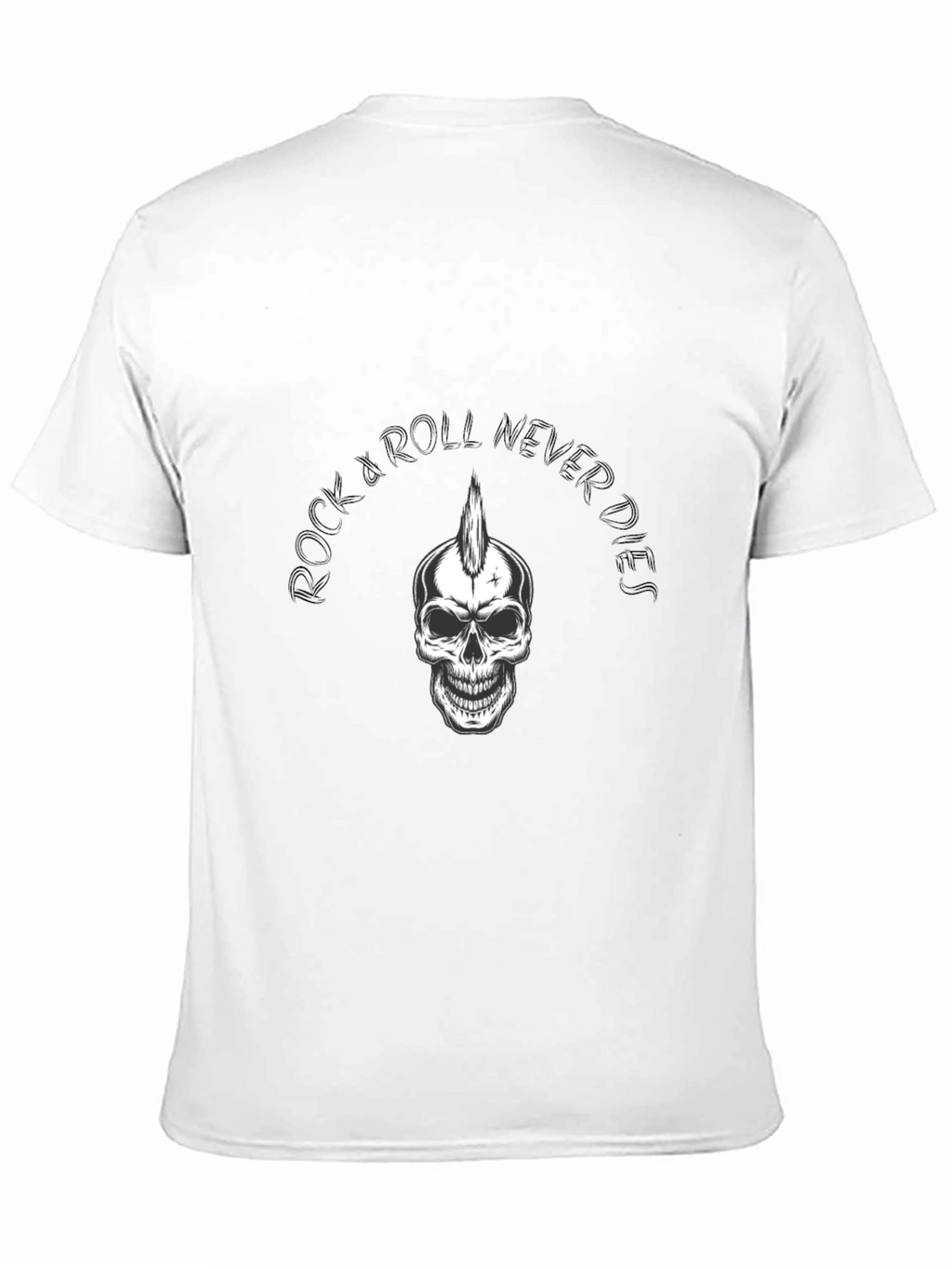 Rock & Roll Never Dies T-Shirt - Skull Graphic