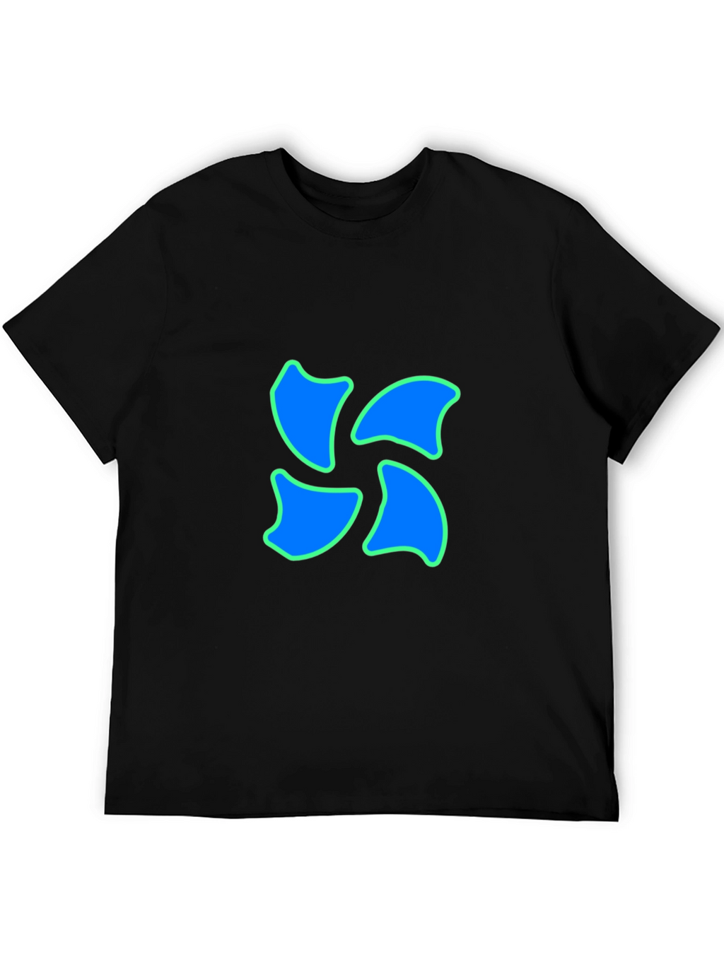 Black Tee with Blue Swirl Design