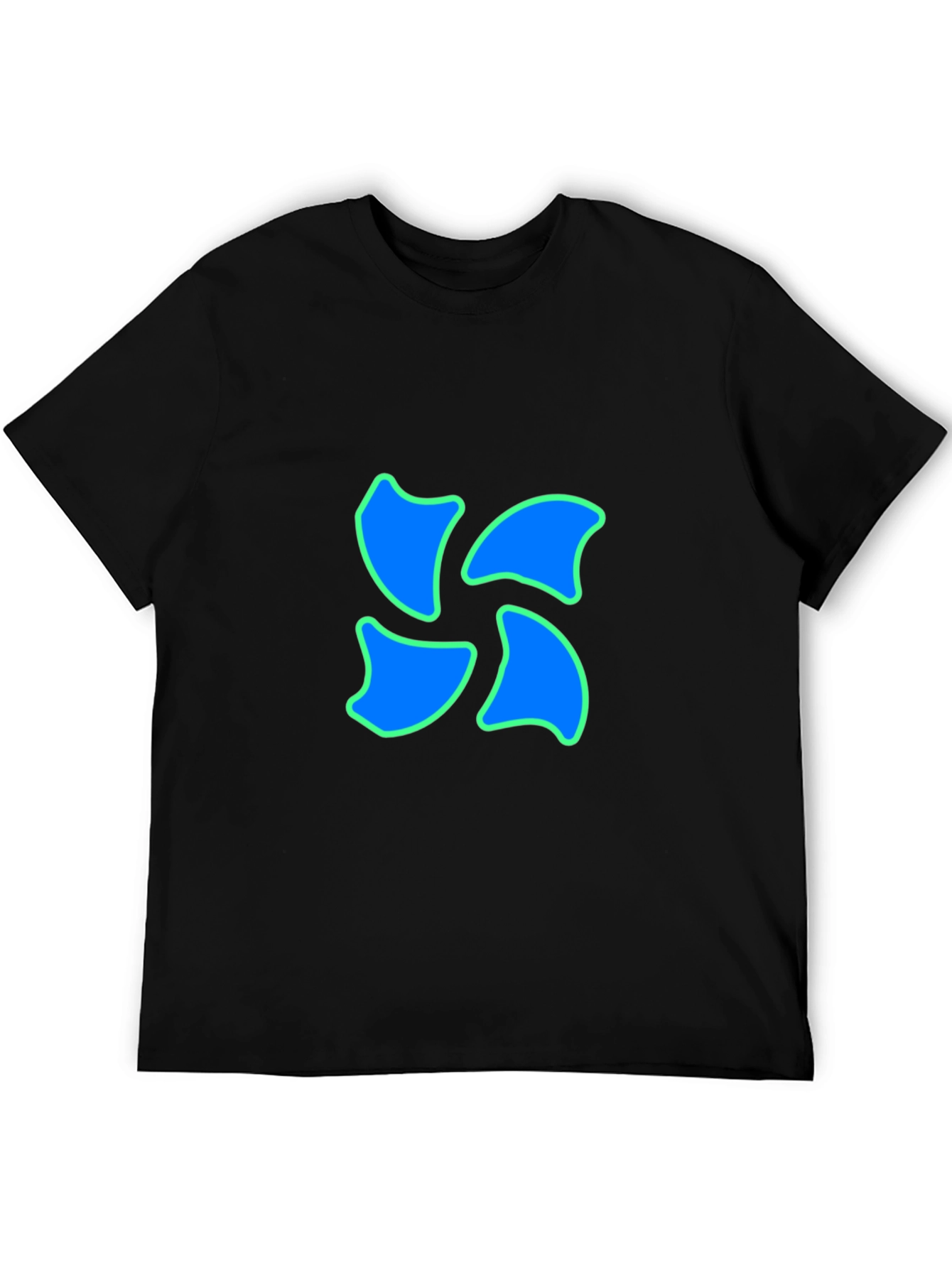 Black Tee with Blue Swirl Design