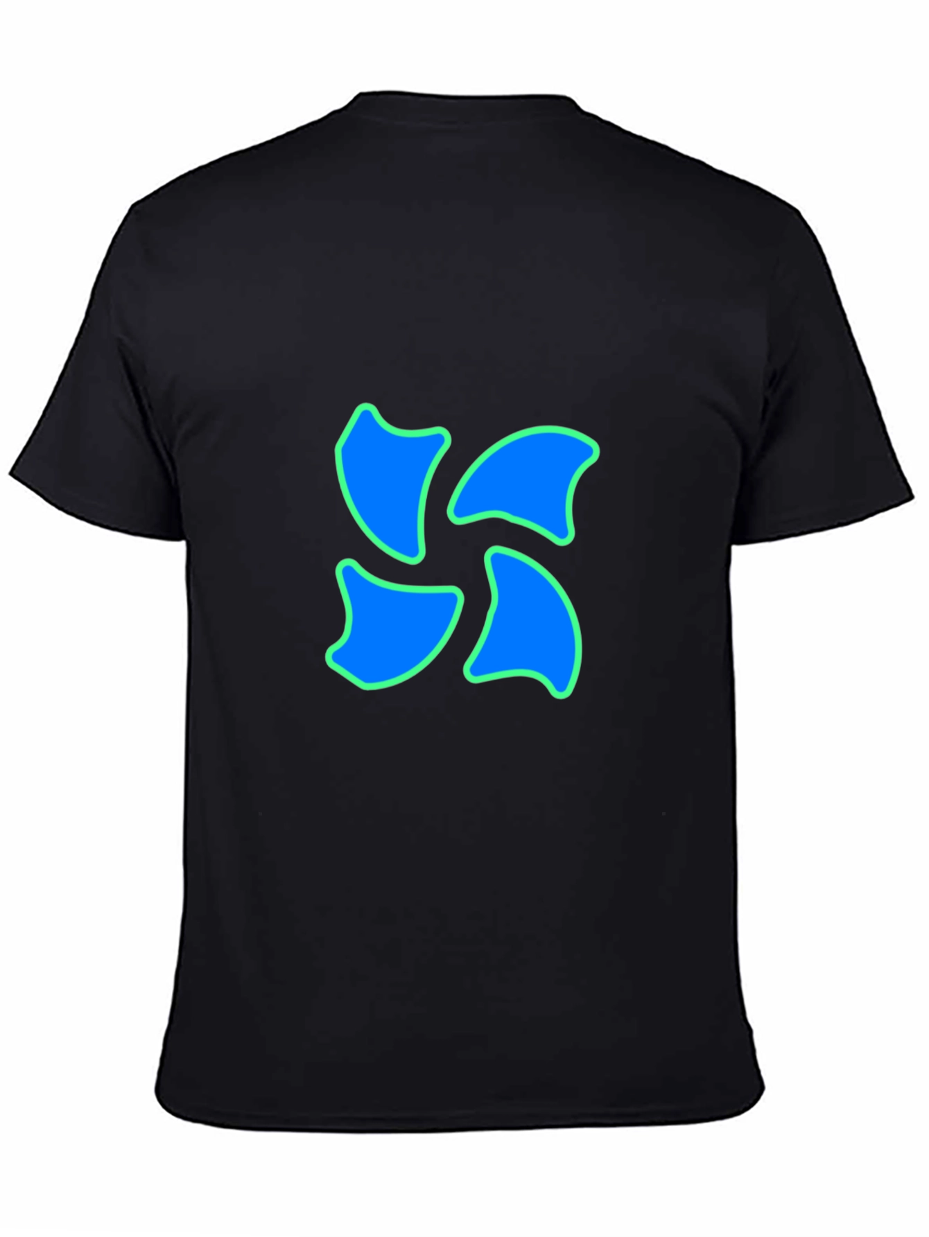 Black Tee with Blue Swirl Design