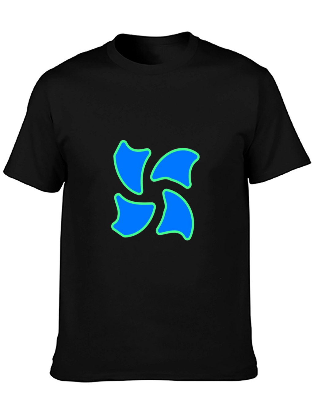 Black Tee with Blue Swirl Design
