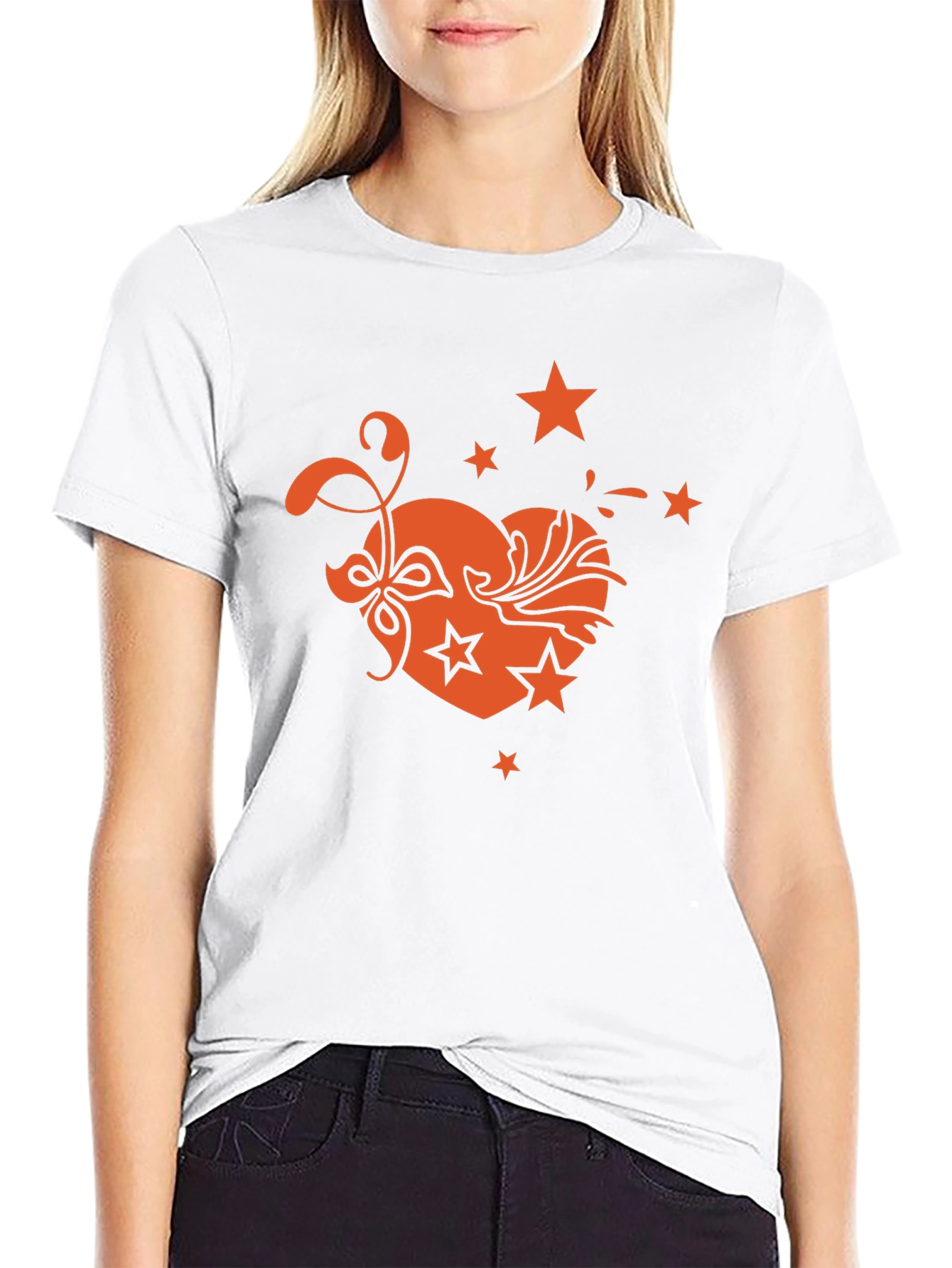 Heart Star Graphic Tee - Stylish Mens Black T-Shirt