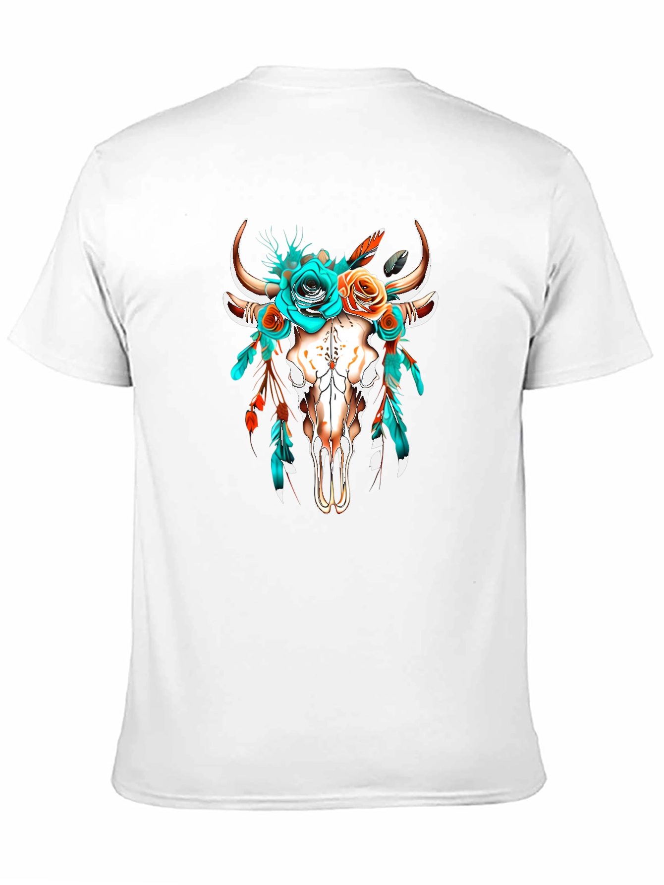 Boho Bull Skull Floral T-Shirt