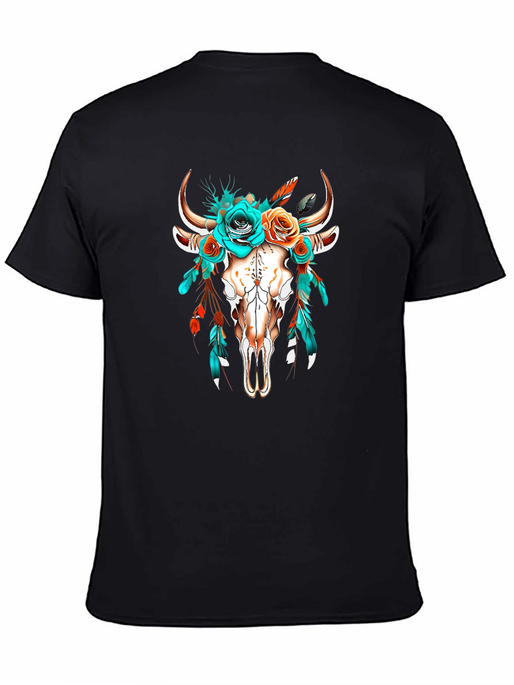 Boho Bull Skull Floral T-Shirt