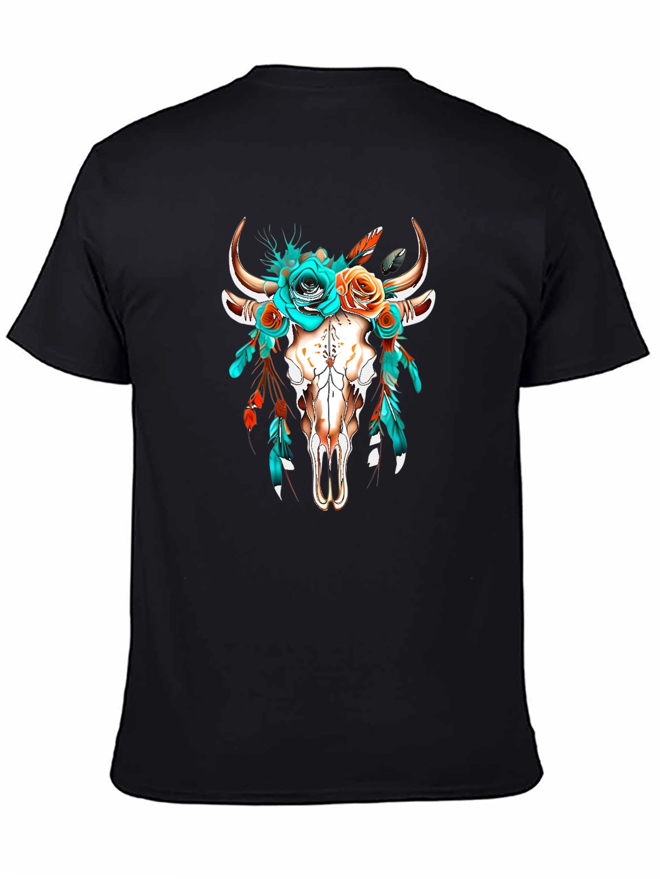 Boho Bull Skull Floral T-Shirt