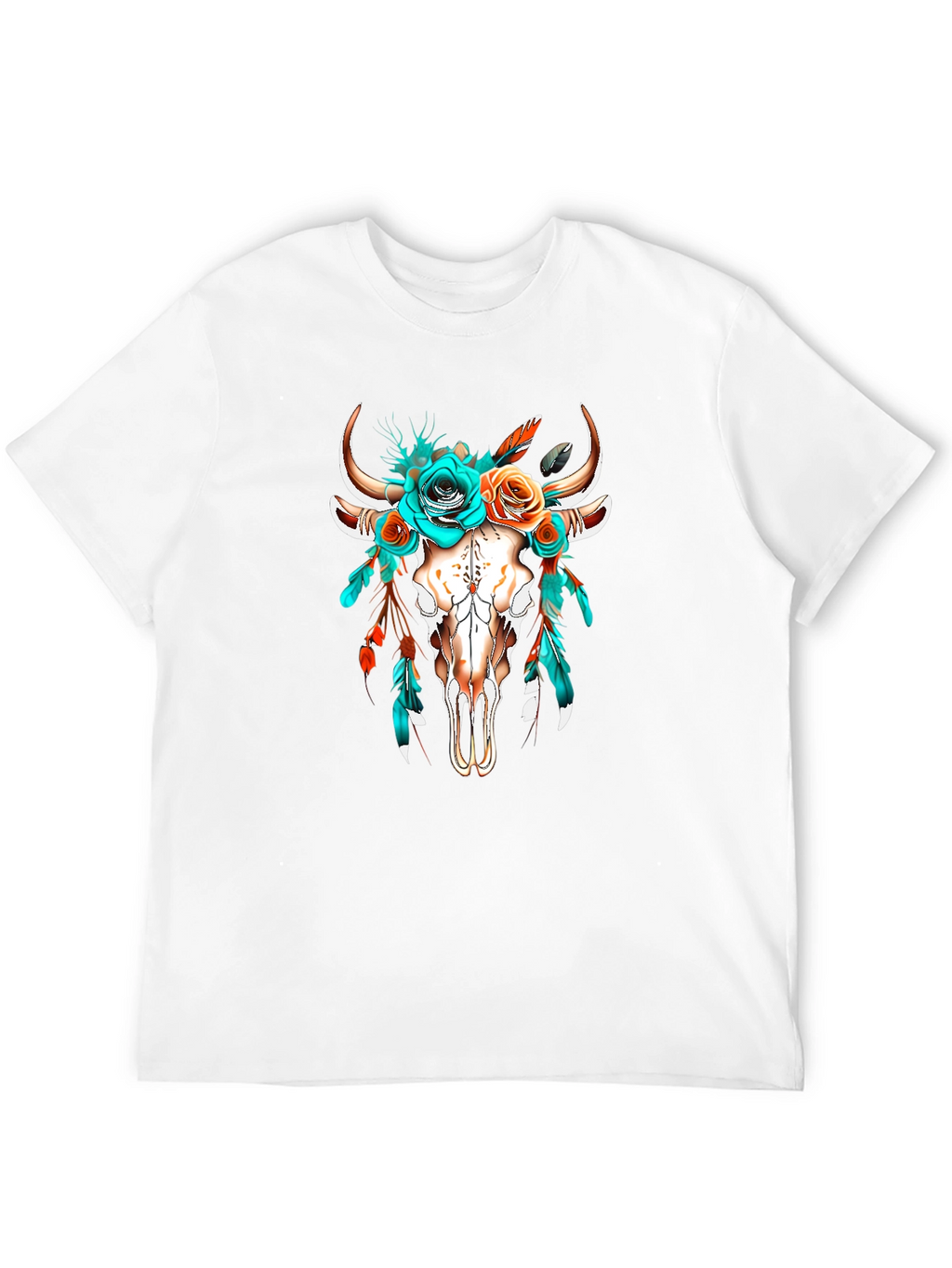 Boho Bull Skull Floral T-Shirt