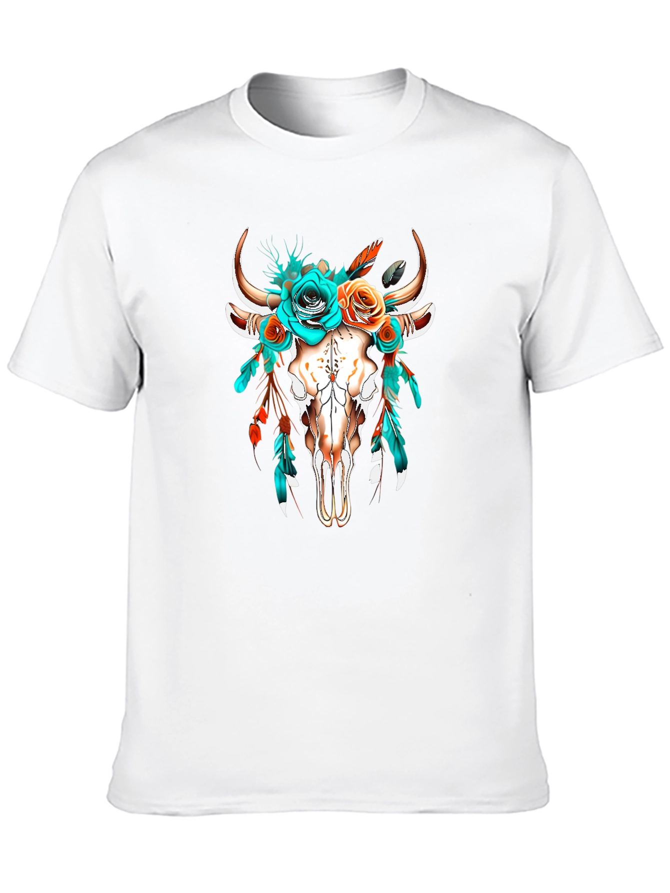Boho Bull Skull Floral T-Shirt