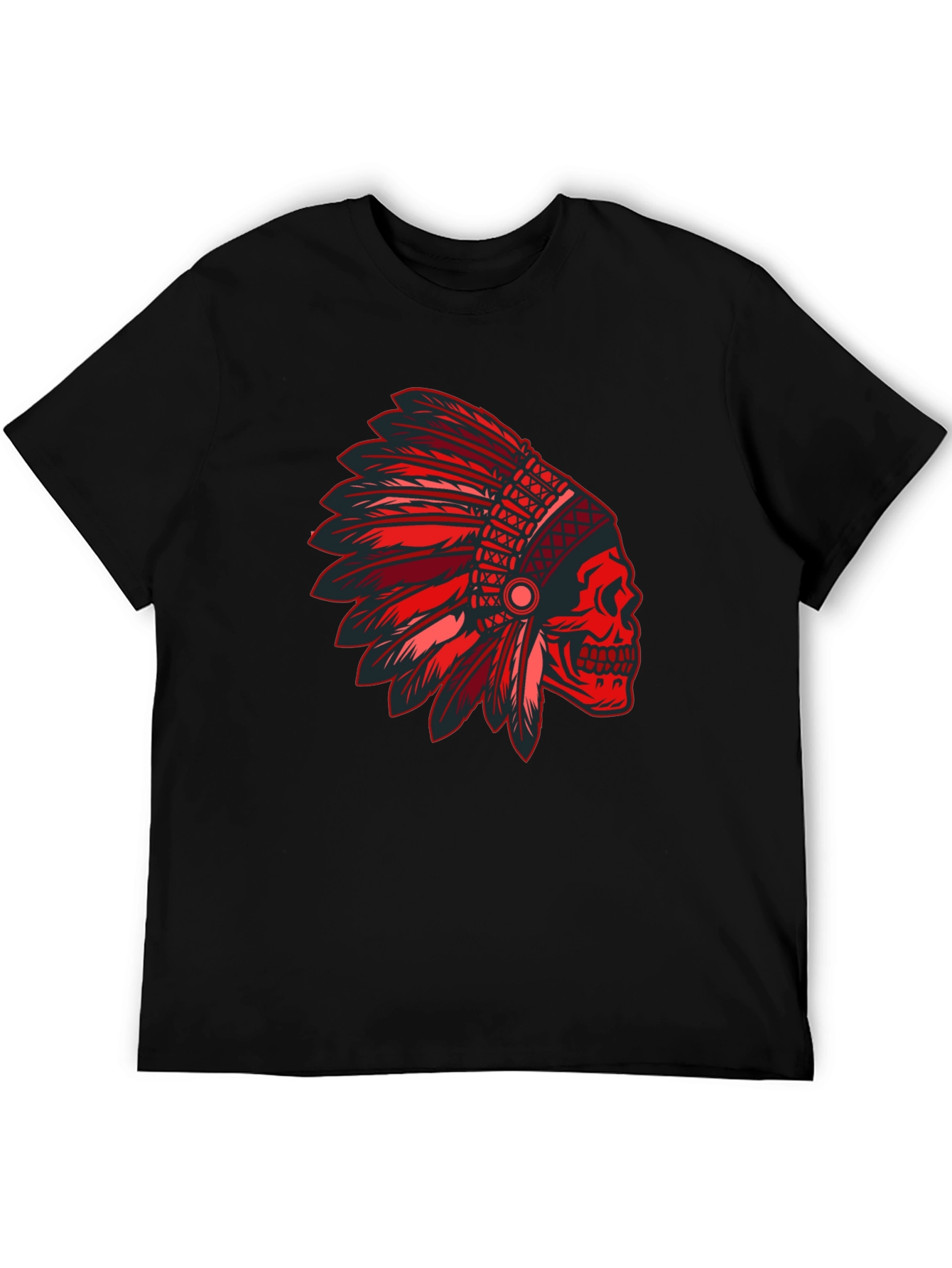 Red Skull Indian Headdress Graphic T-Shirt